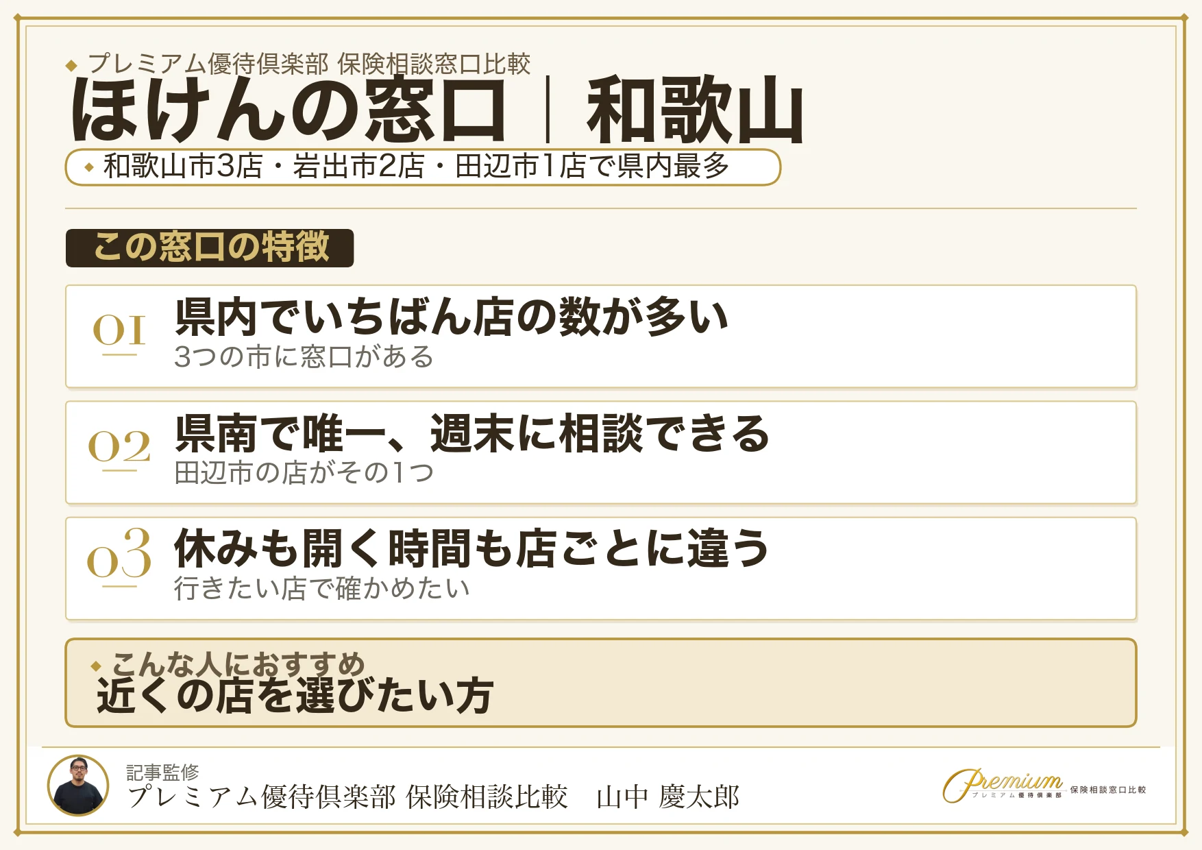 和歌山の保険相談窓口 ほけんの窓口の特徴