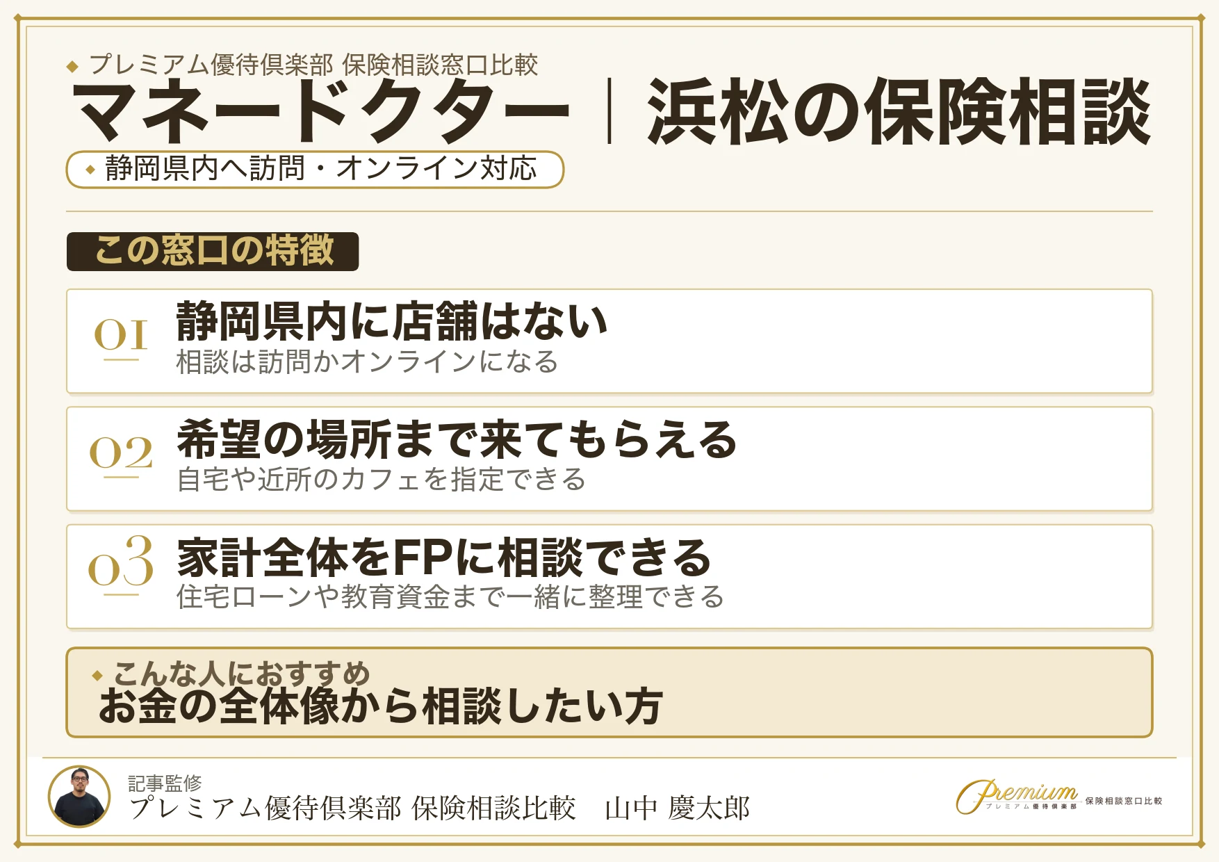 マネードクター｜浜松の保険相談での特徴まとめ