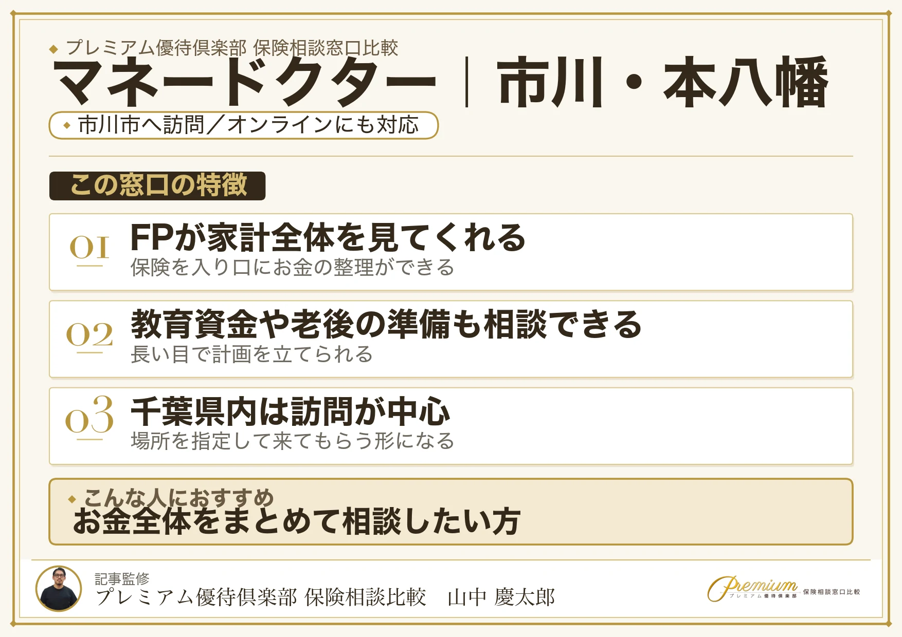 マネードクター｜市川・本八幡の保険相談での特徴まとめ