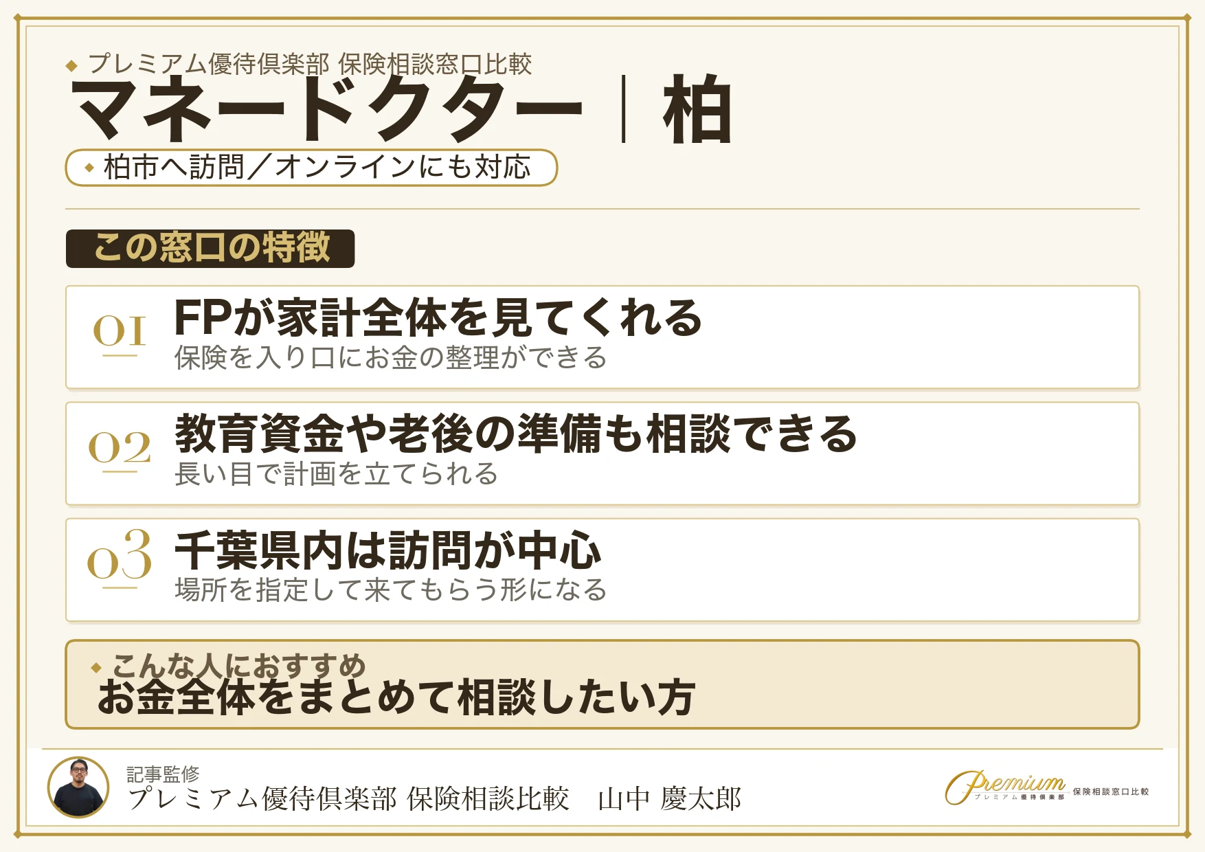 マネードクター｜柏の保険相談での特徴まとめ
