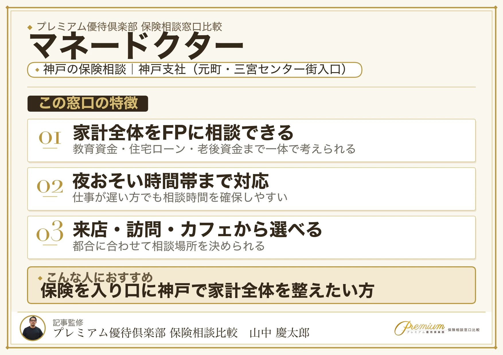 マネードクター｜神戸の保険相談での特徴まとめ