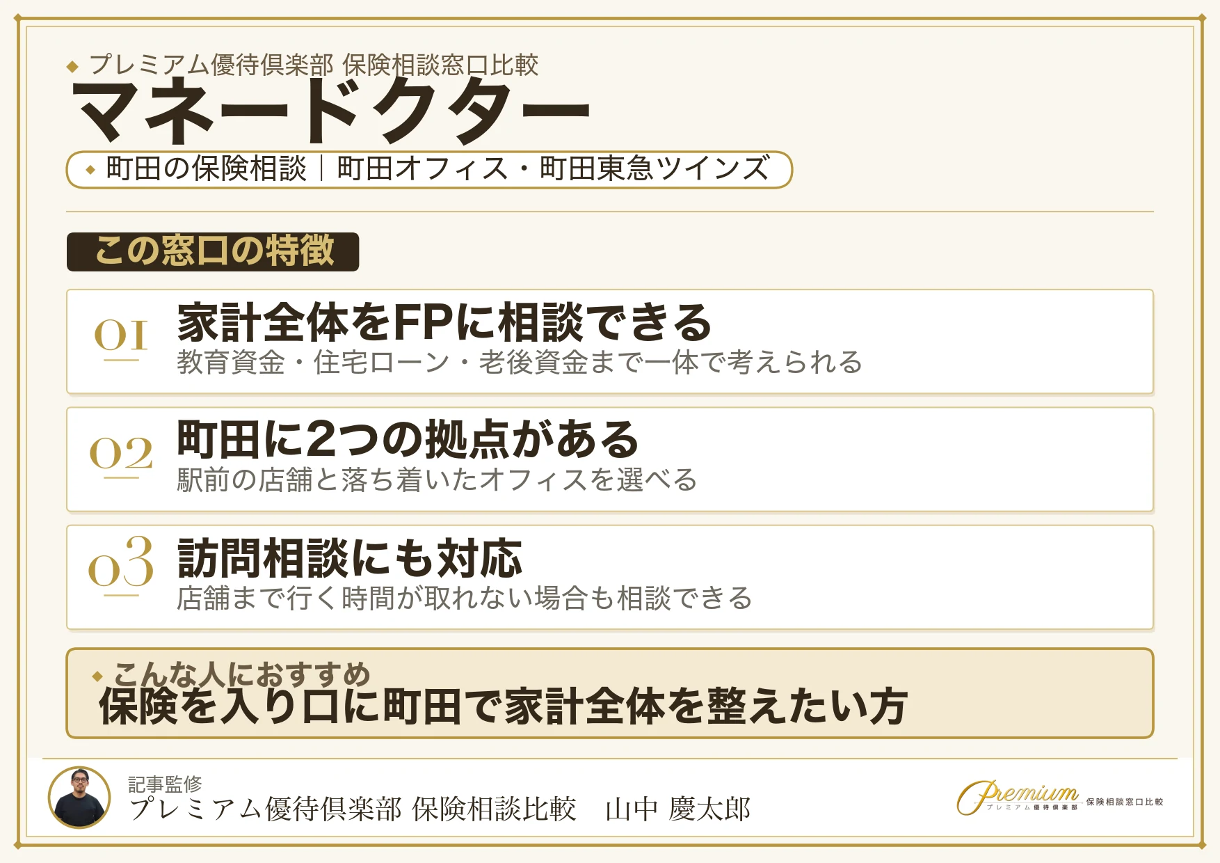 マネードクター｜町田の保険相談での特徴まとめ