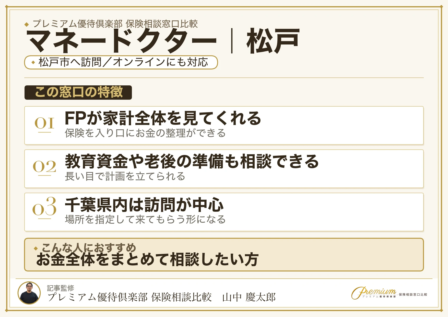 マネードクター｜松戸の保険相談での特徴まとめ