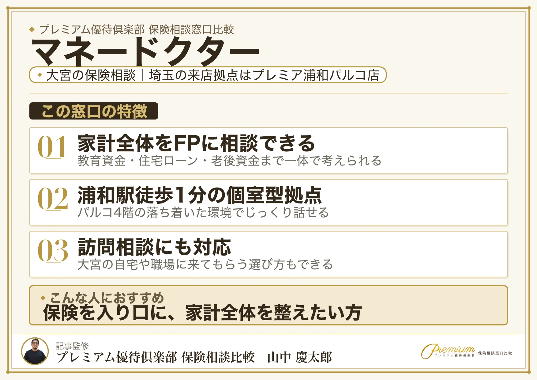 マネードクター|大宮の保険相談での特徴まとめ
