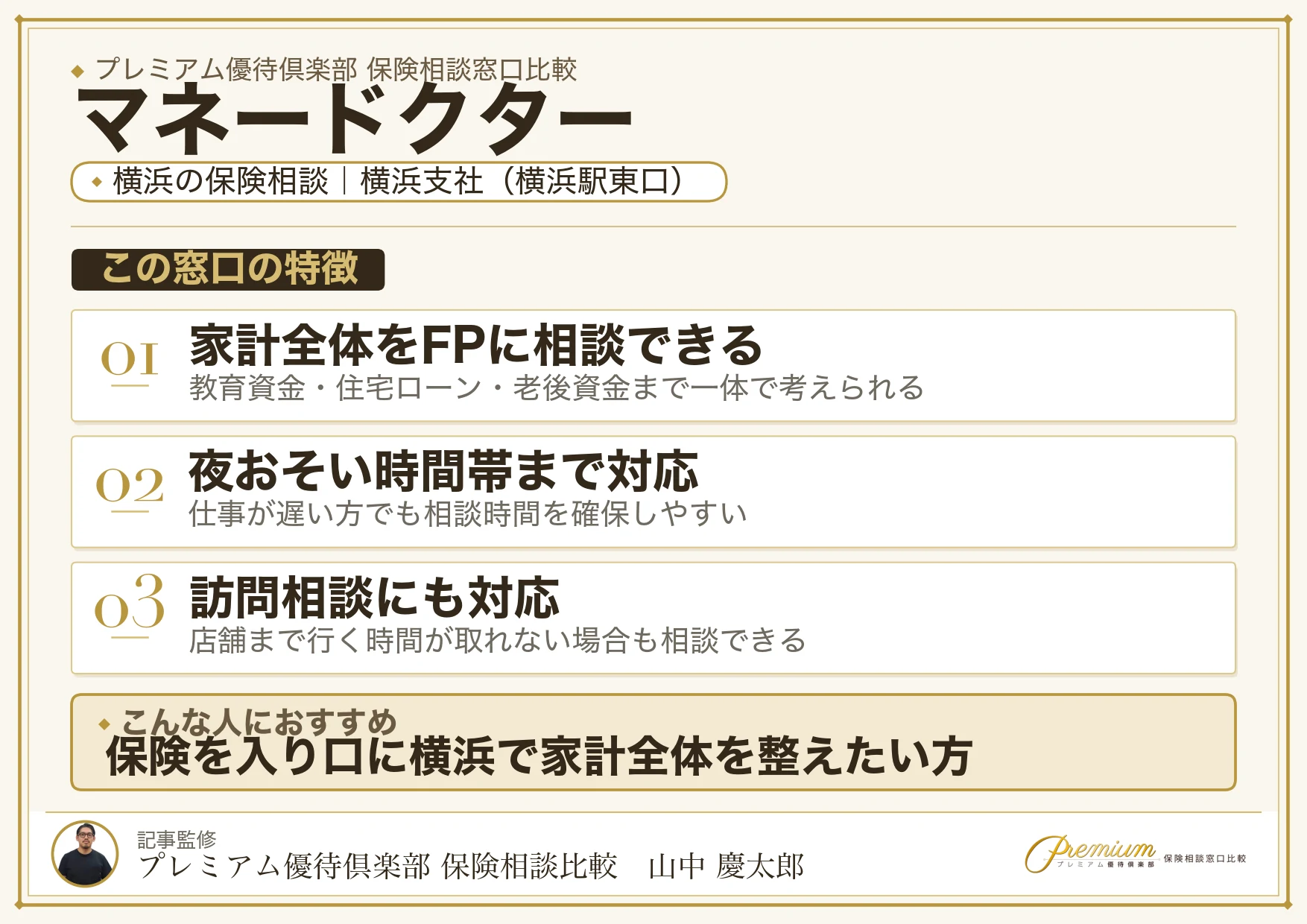 マネードクター｜横浜の保険相談での特徴まとめ