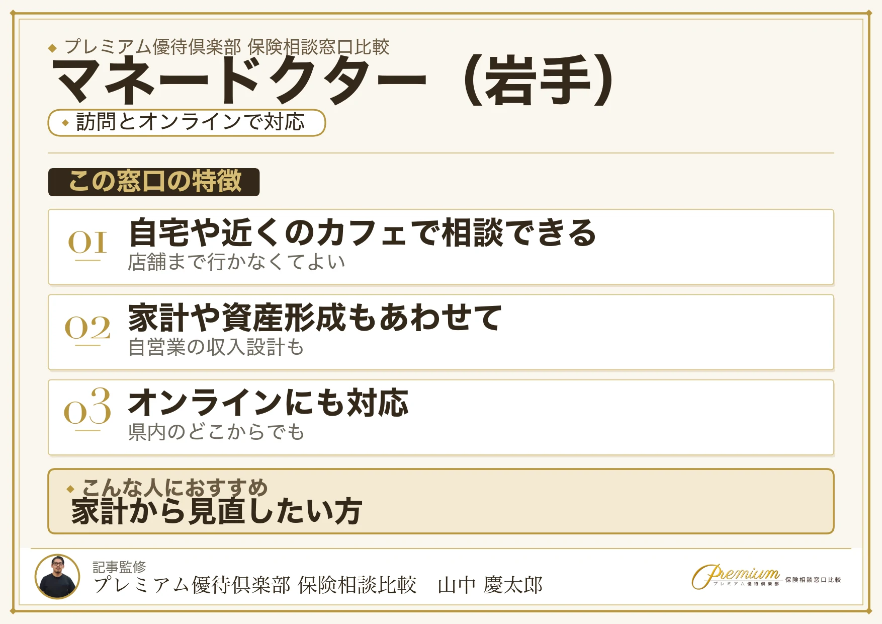 岩手の保険相談窓口 マネードクターの特徴