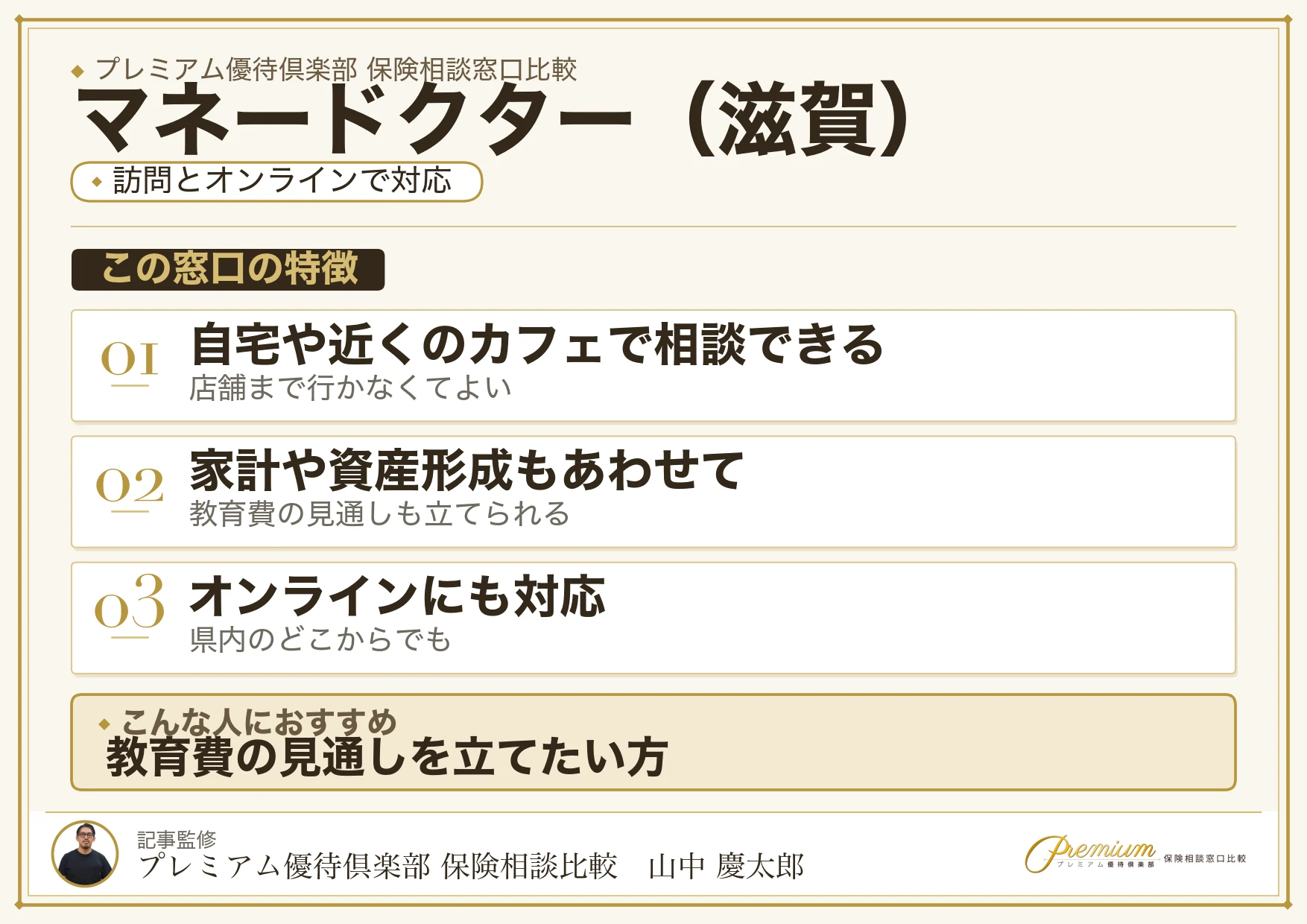 滋賀の保険相談窓口 マネードクターの特徴