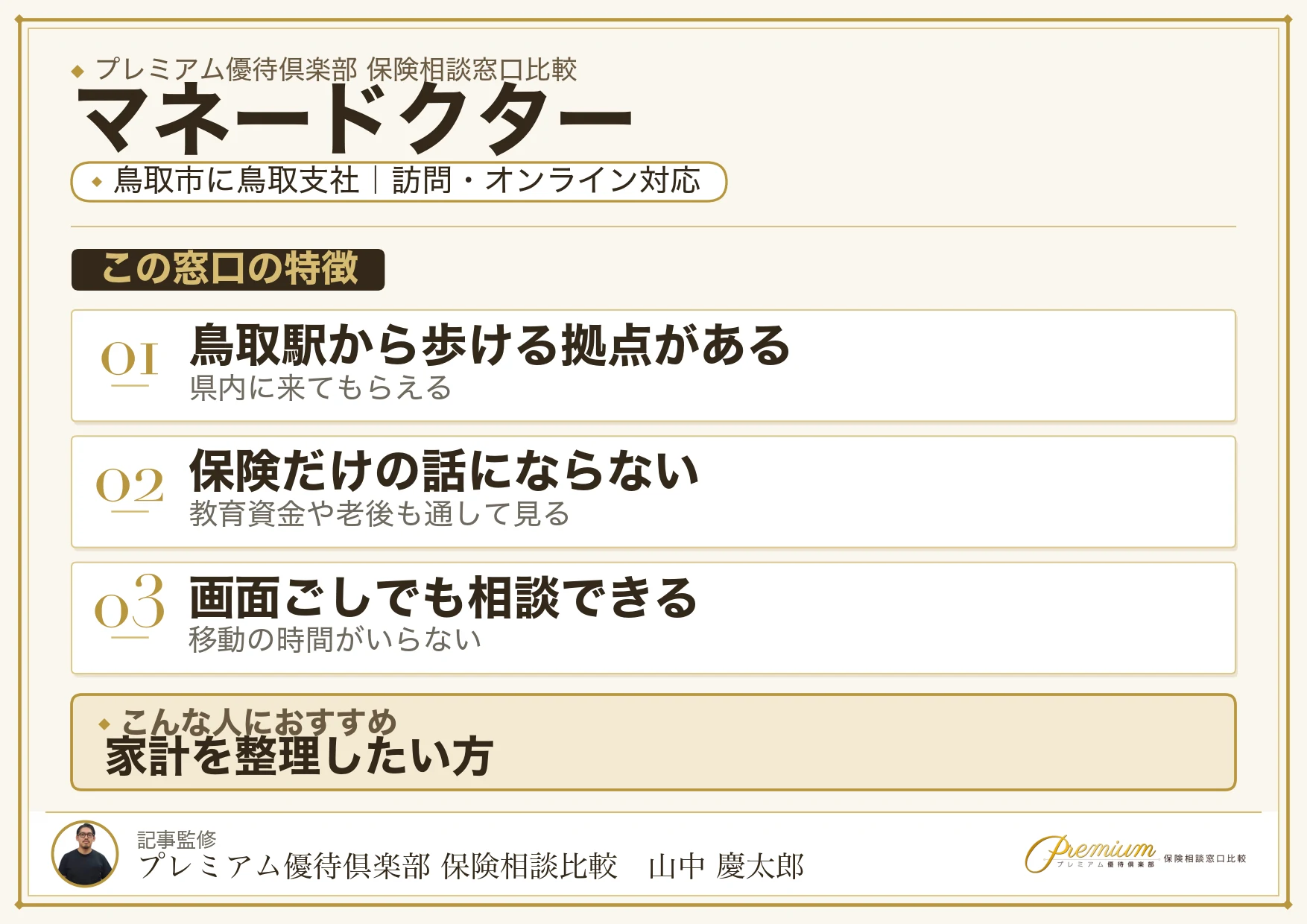 鳥取市に鳥取支社があるマネードクターの特徴