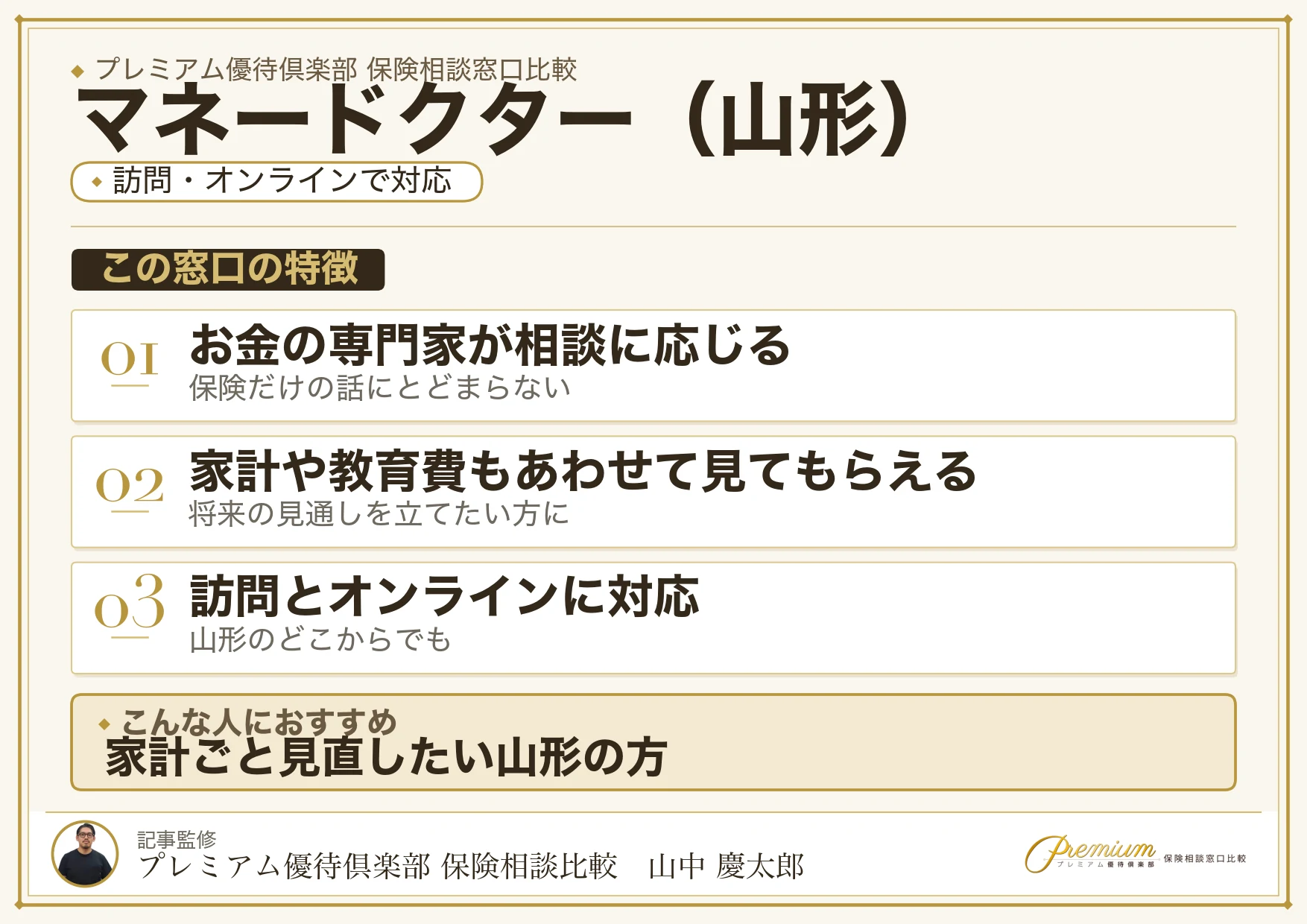 山形の保険相談窓口 マネードクターの特徴
