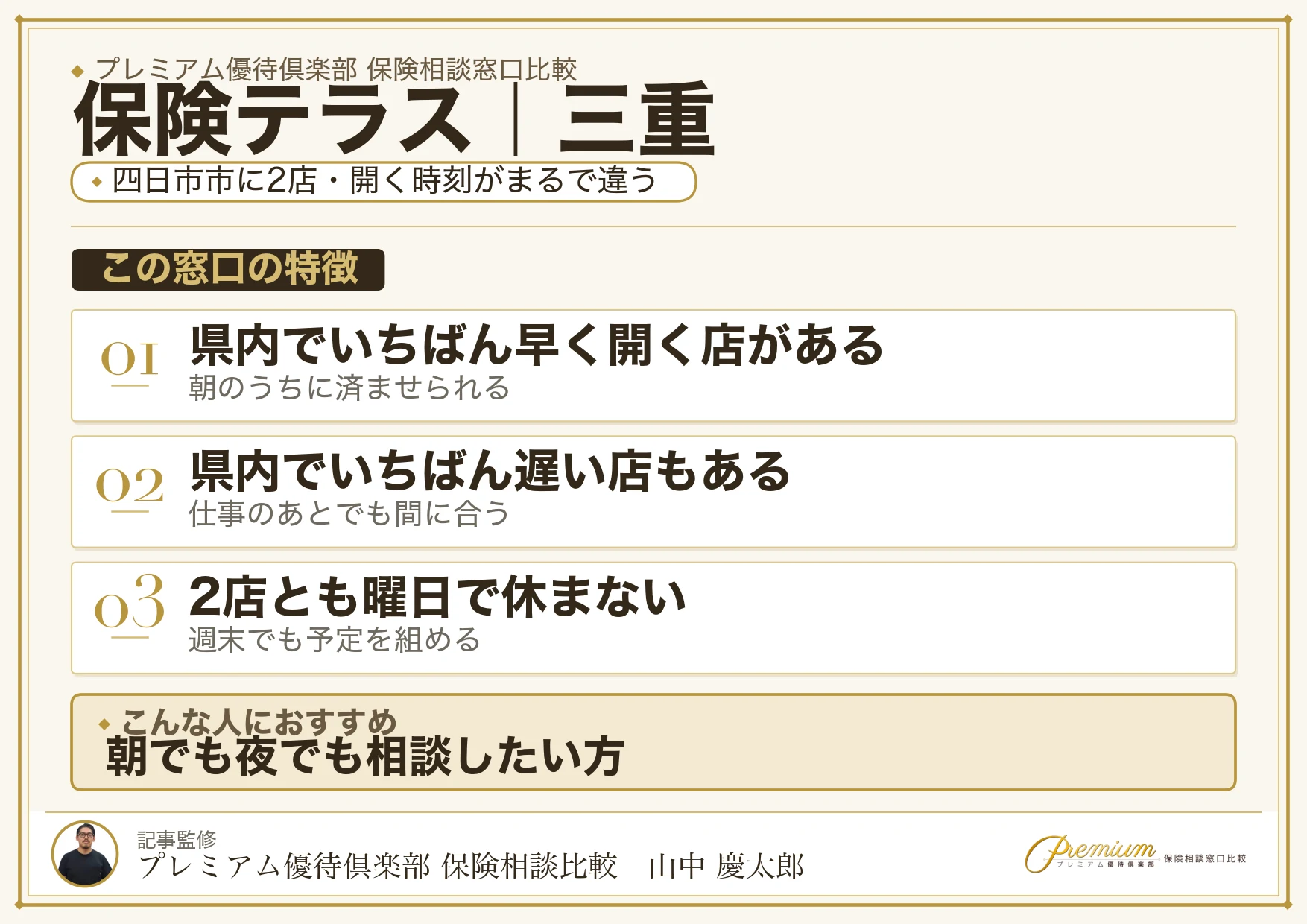 三重の保険相談窓口 保険テラスの特徴
