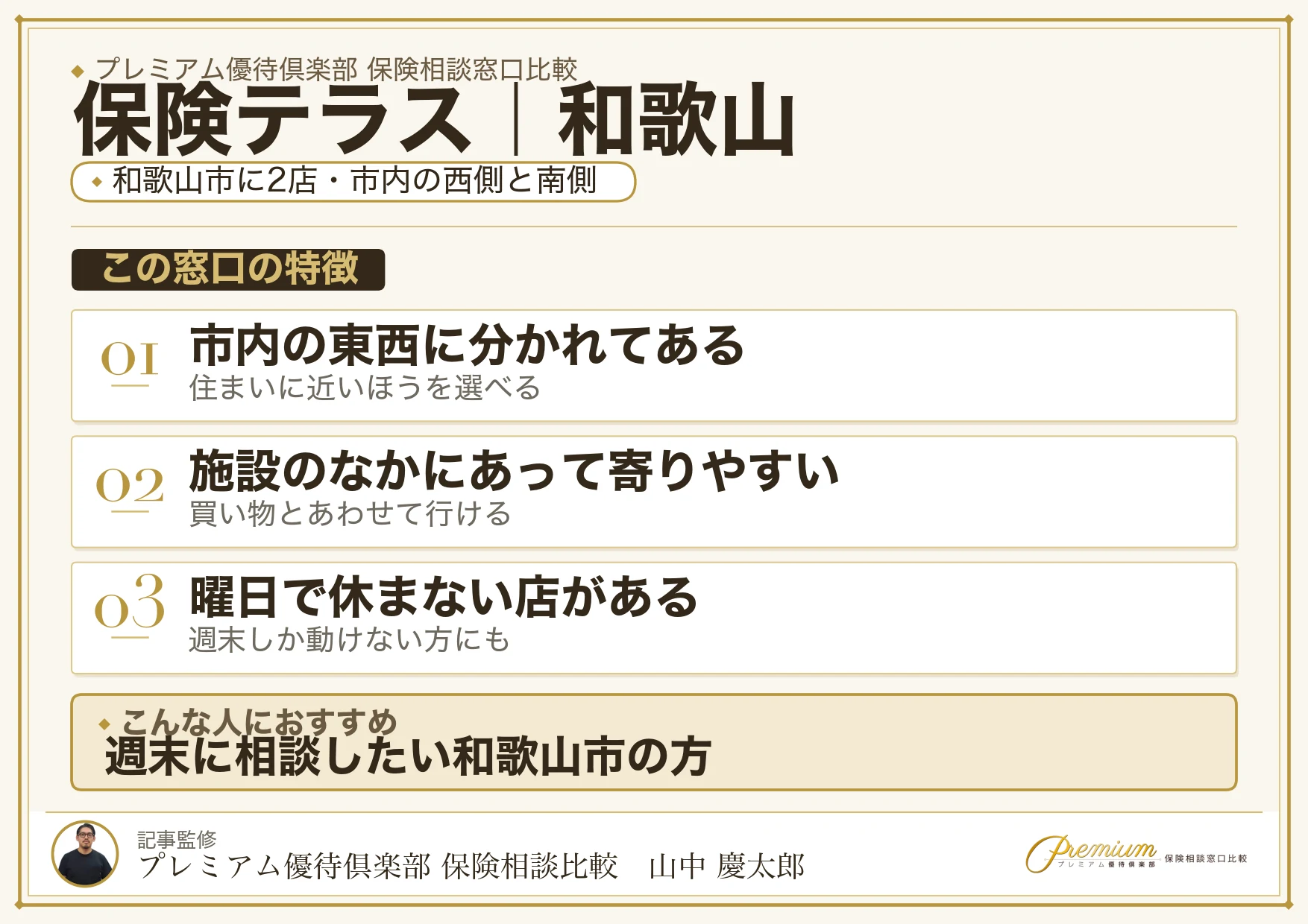 和歌山の保険相談窓口 保険テラスの特徴