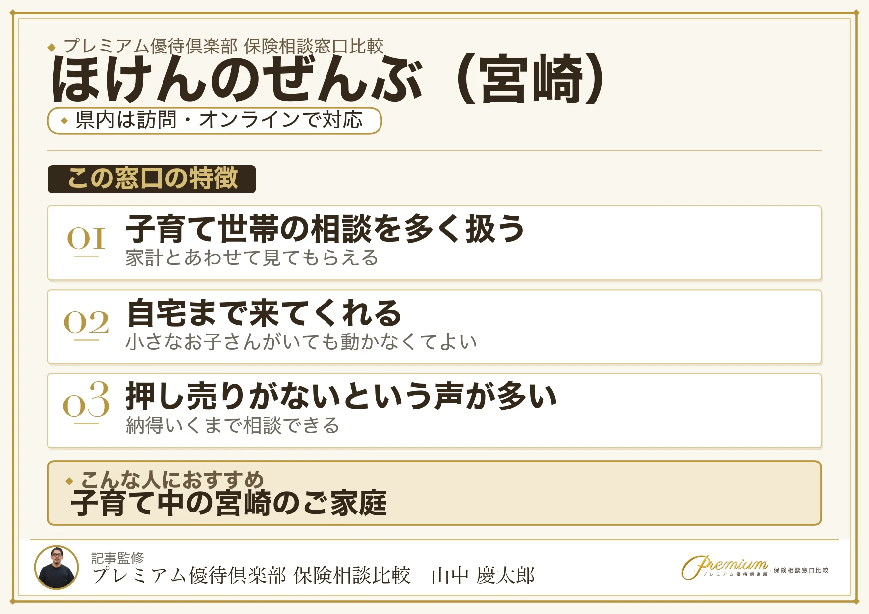 宮崎の保険相談窓口 ほけんのぜんぶの特徴