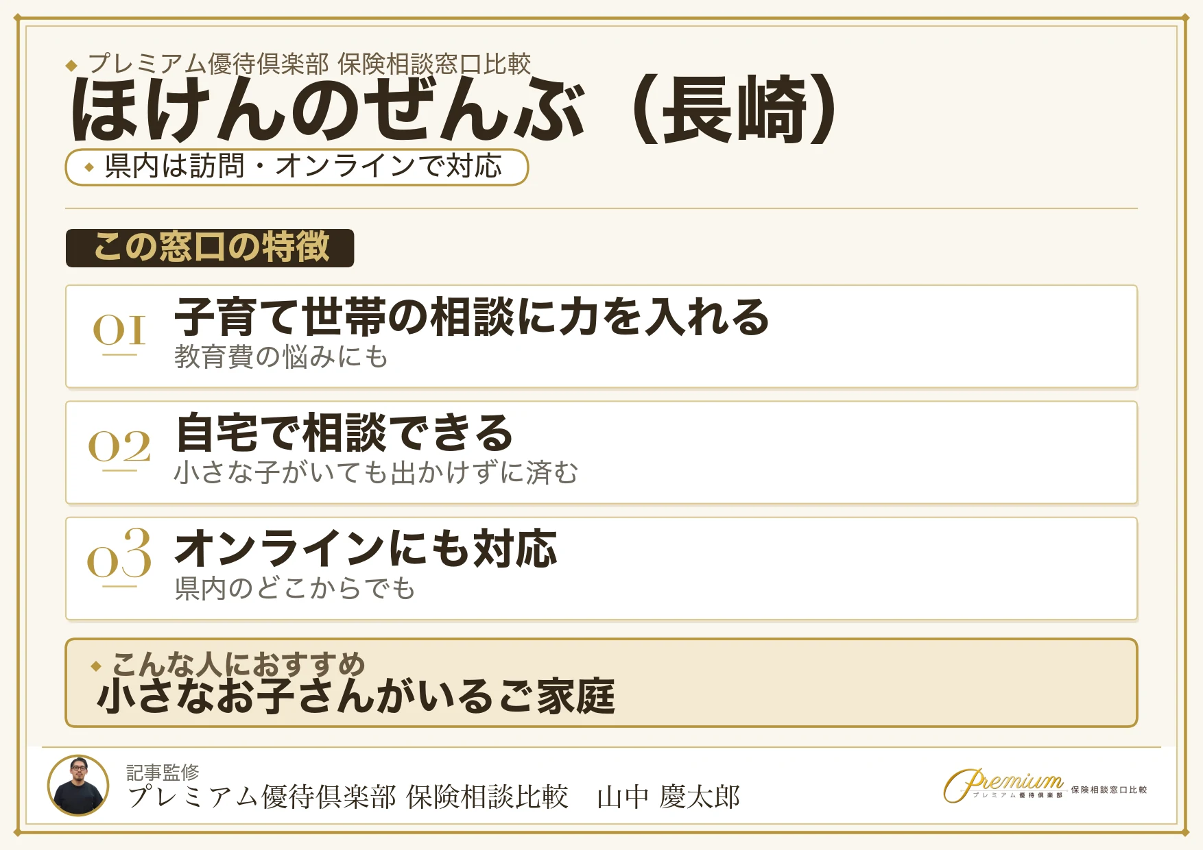 長崎の保険相談窓口 ほけんのぜんぶの特徴