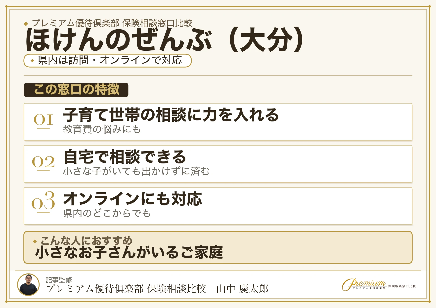 大分の保険相談窓口 ほけんのぜんぶの特徴