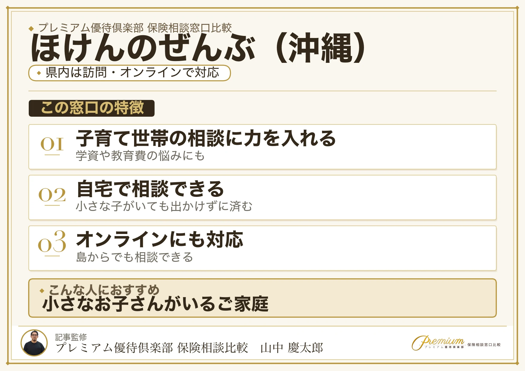 沖縄の保険相談窓口 ほけんのぜんぶの特徴