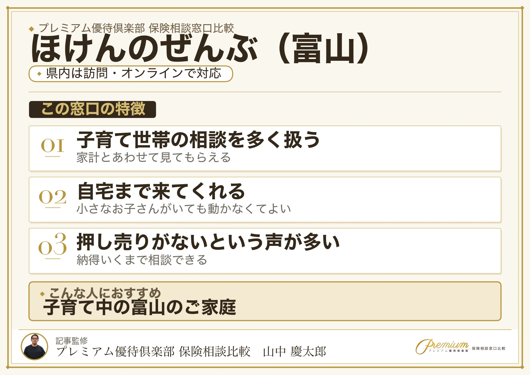 富山の保険相談窓口 ほけんのぜんぶの特徴