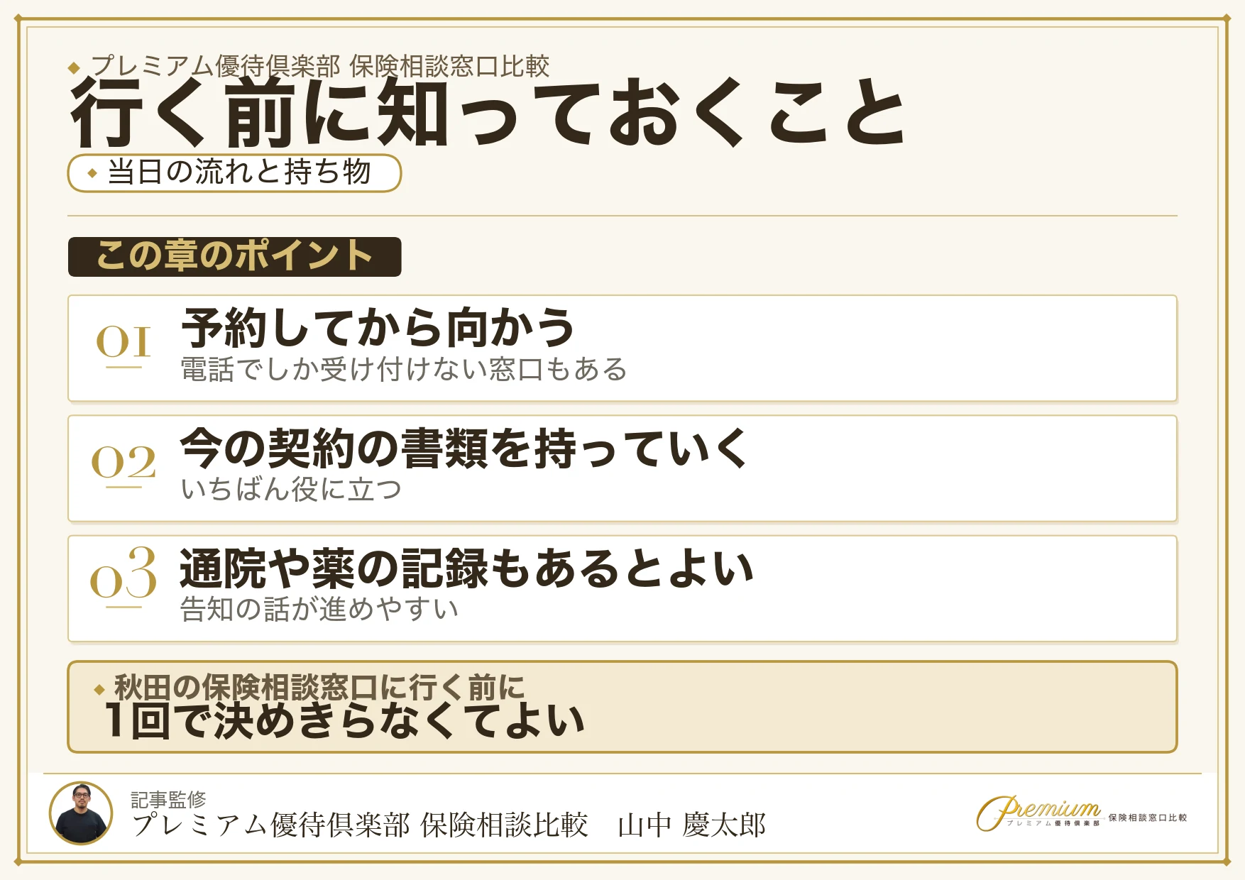 秋田の保険相談窓口へ行く当日の流れと持ち物