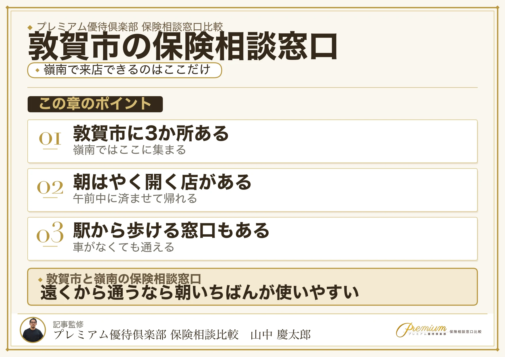 敦賀市の保険相談窓口3か所と嶺南からの通いやすさ