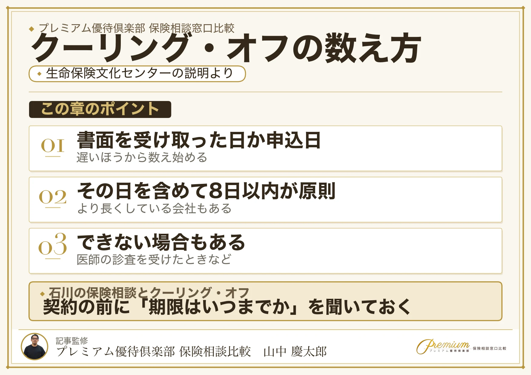 生命保険のクーリング・オフができる期間の図解