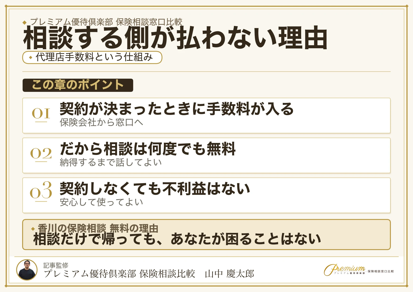 香川の保険相談窓口が無料になる代理店手数料の仕組み