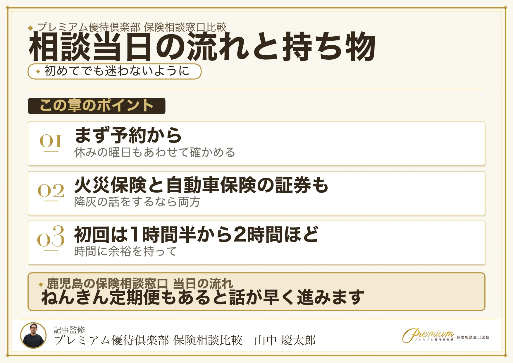 鹿児島の保険相談窓口へ行く当日の流れと持ち物