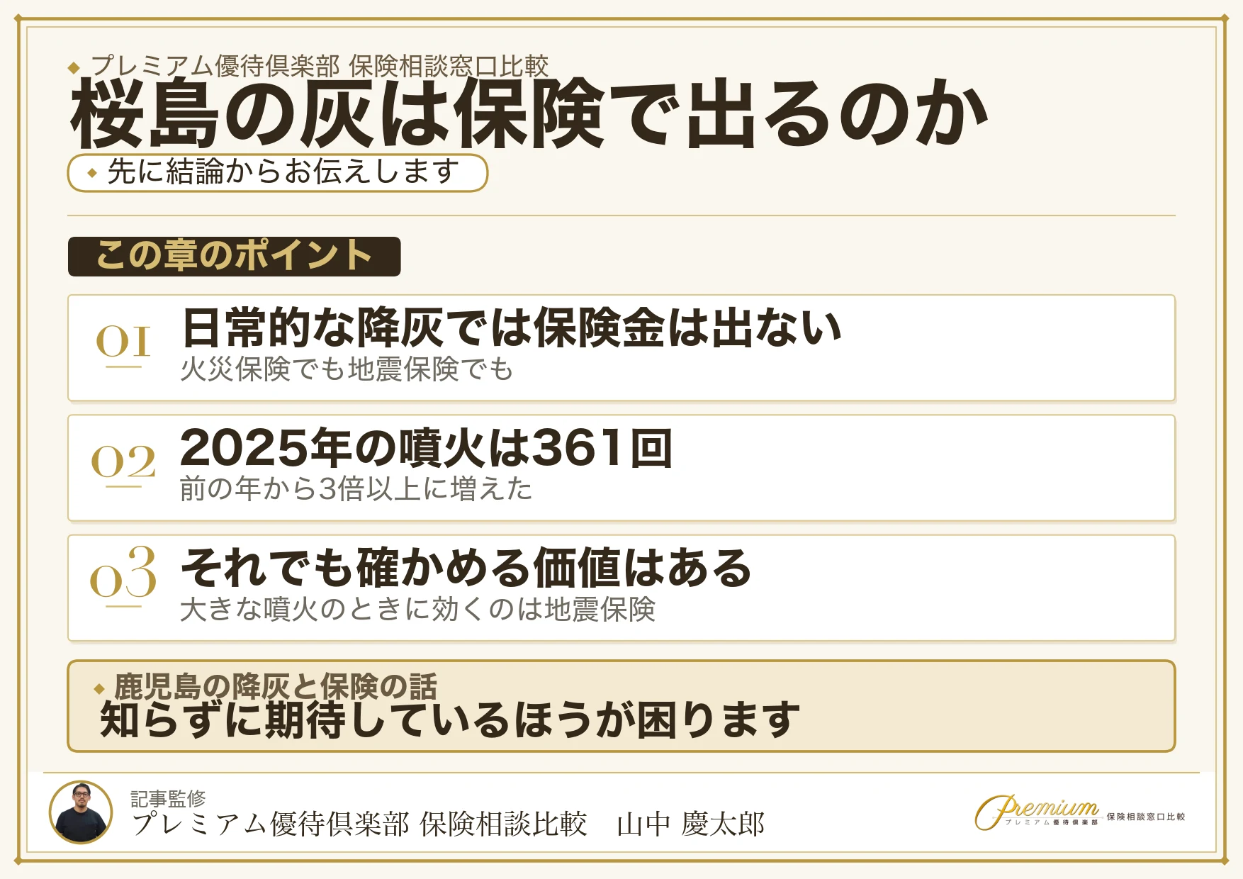 桜島の降灰と保険の関係を示す図解