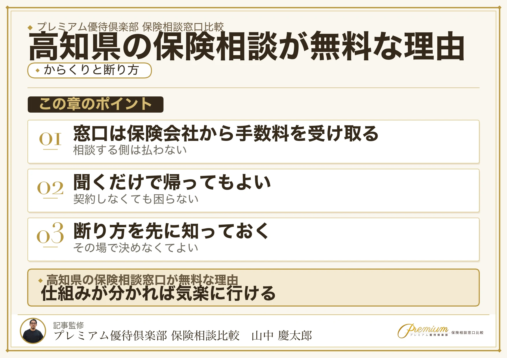 高知県の保険相談窓口が無料で相談できる仕組みの図解