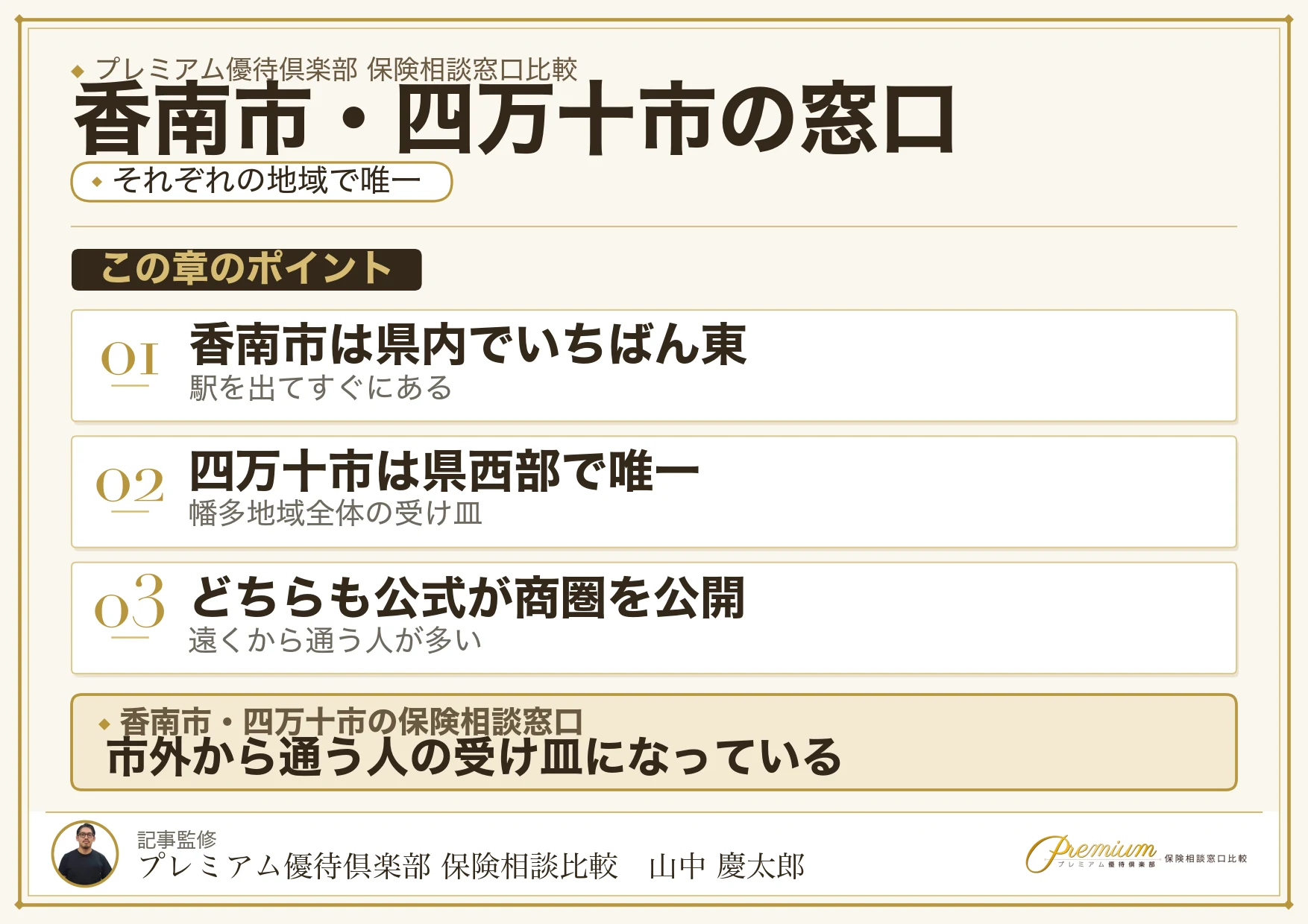 香南市と四万十市の保険相談窓口とその商圏