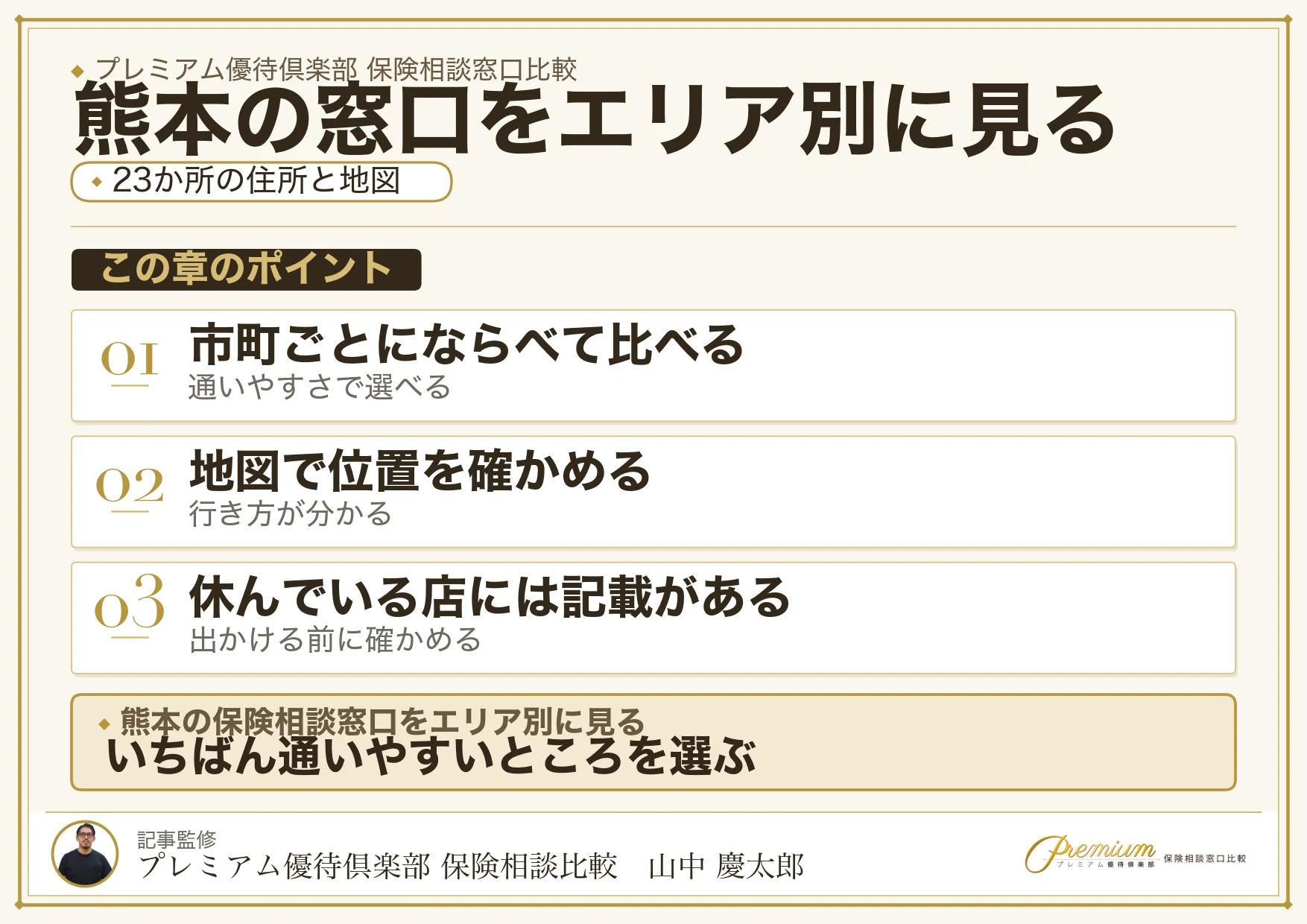 熊本の保険相談窓口23か所のエリア別一覧