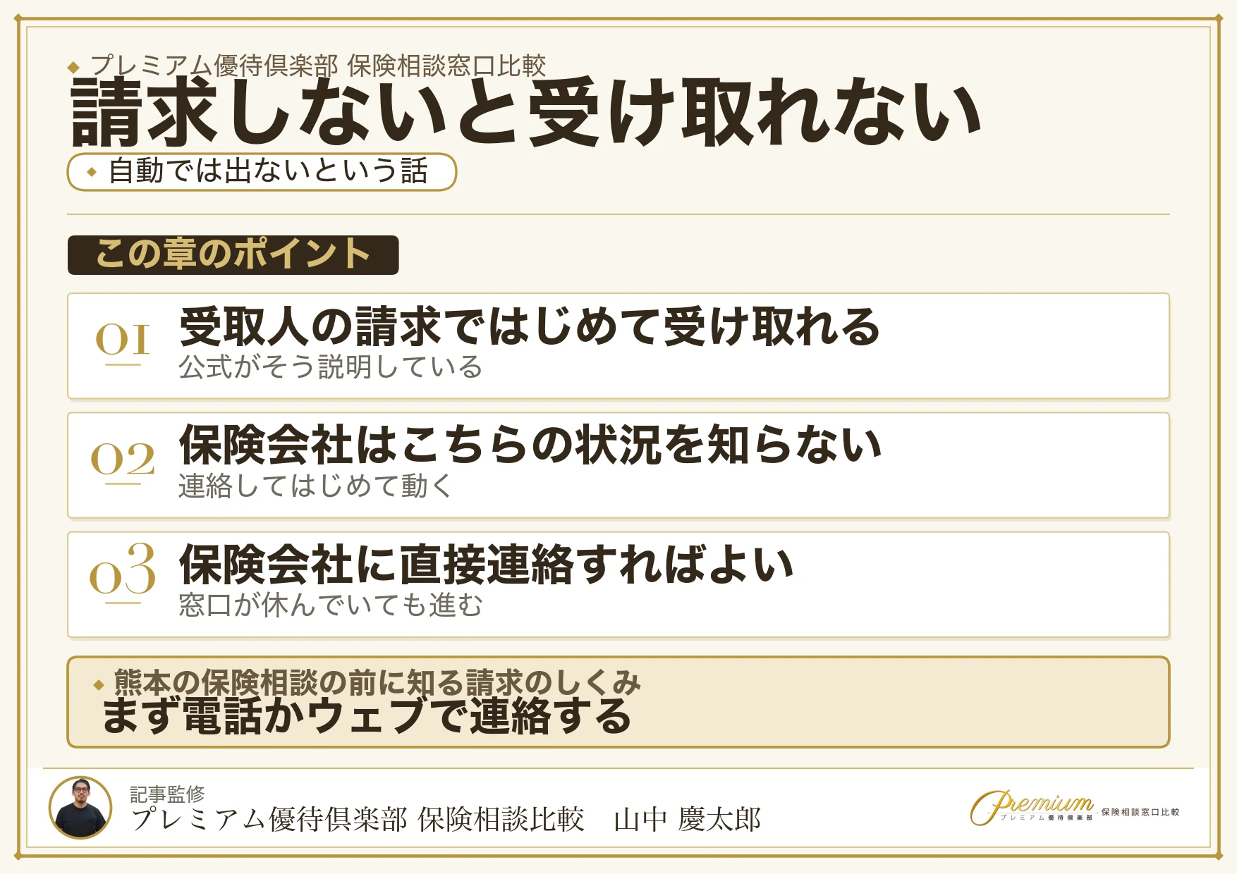保険金や給付金は受取人の請求によって受け取れる仕組み