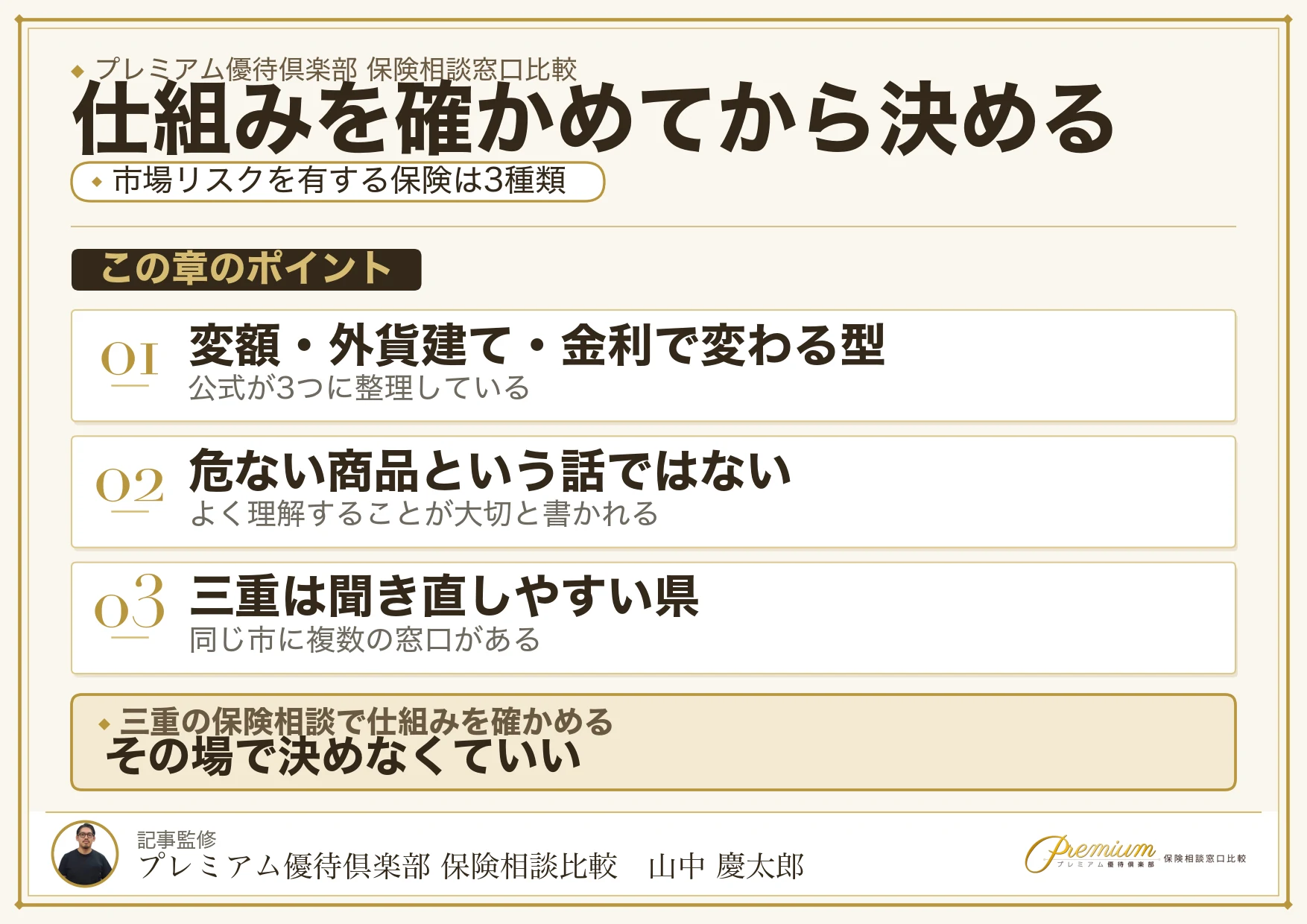 仕組みが複雑な保険は分かってから決めることを示す図
