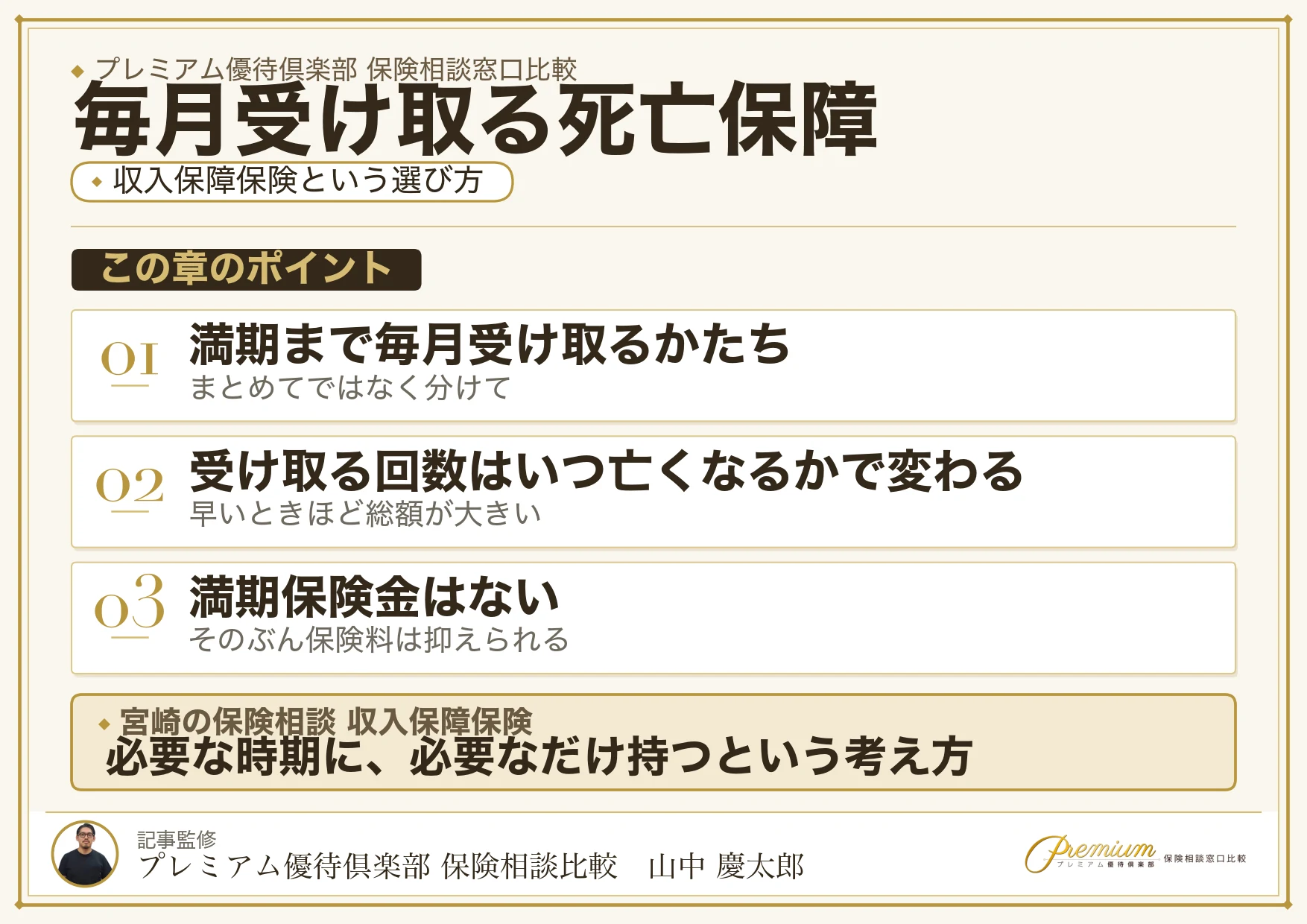 収入保障保険は毎月受け取るかたちの死亡保障であることを示す図