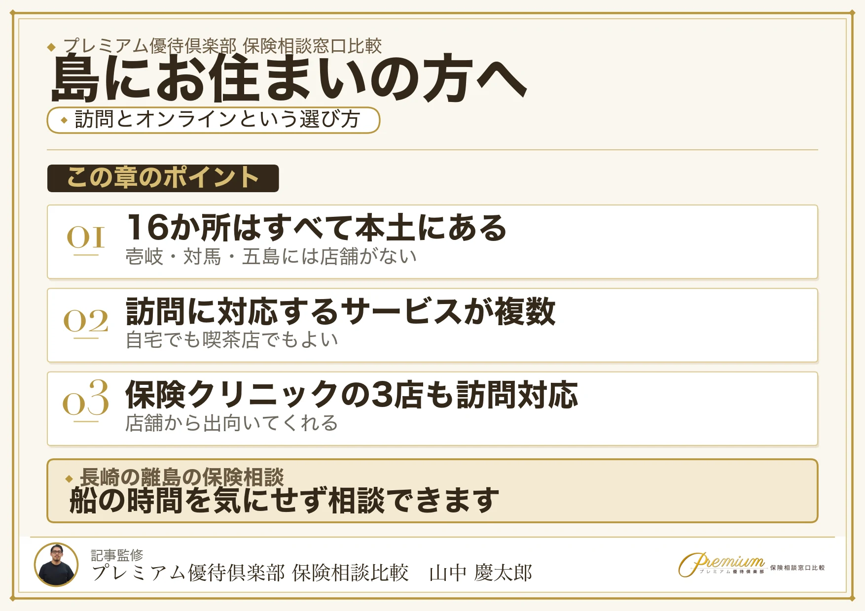 長崎の離島は訪問とオンラインで保険相談できるという図