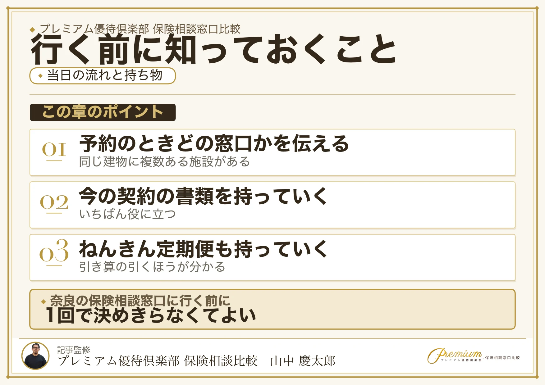 奈良の保険相談窓口へ行く当日の流れと持ち物