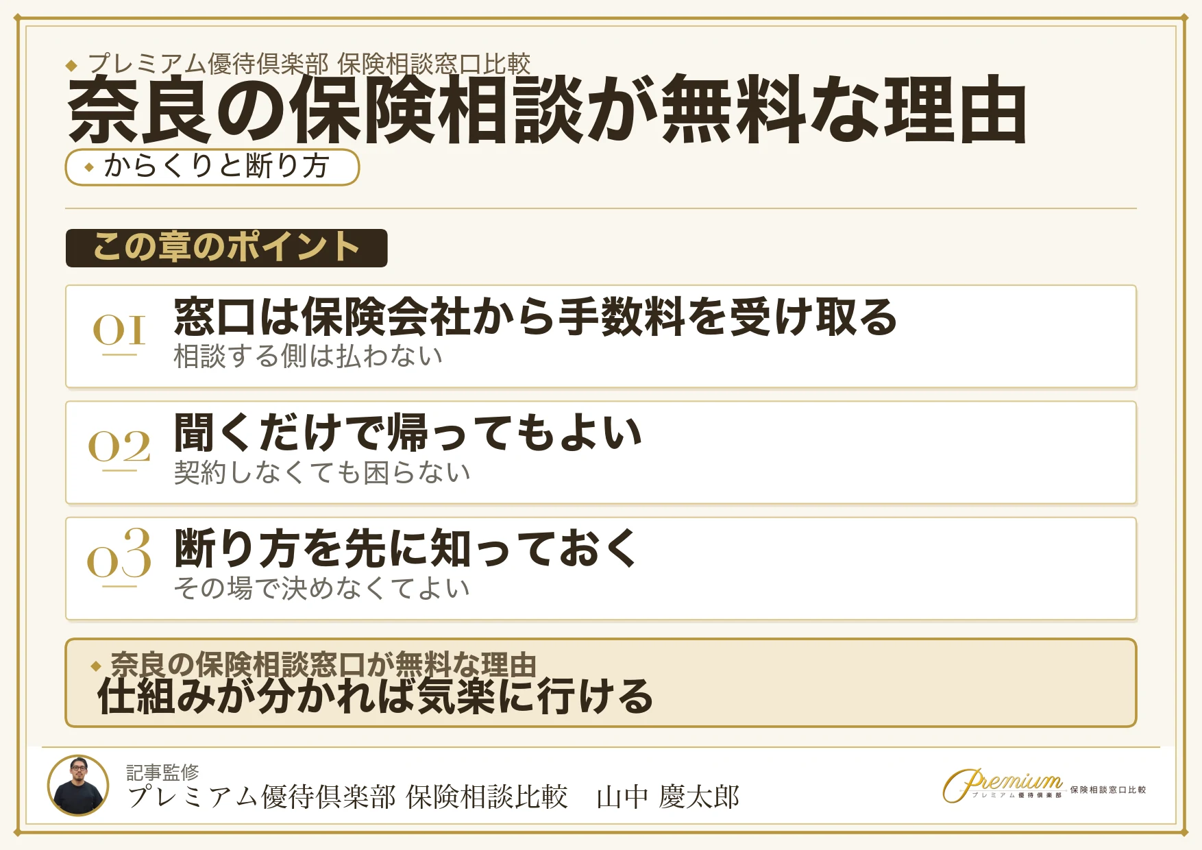 奈良の保険相談窓口が無料で相談できる仕組みの図解