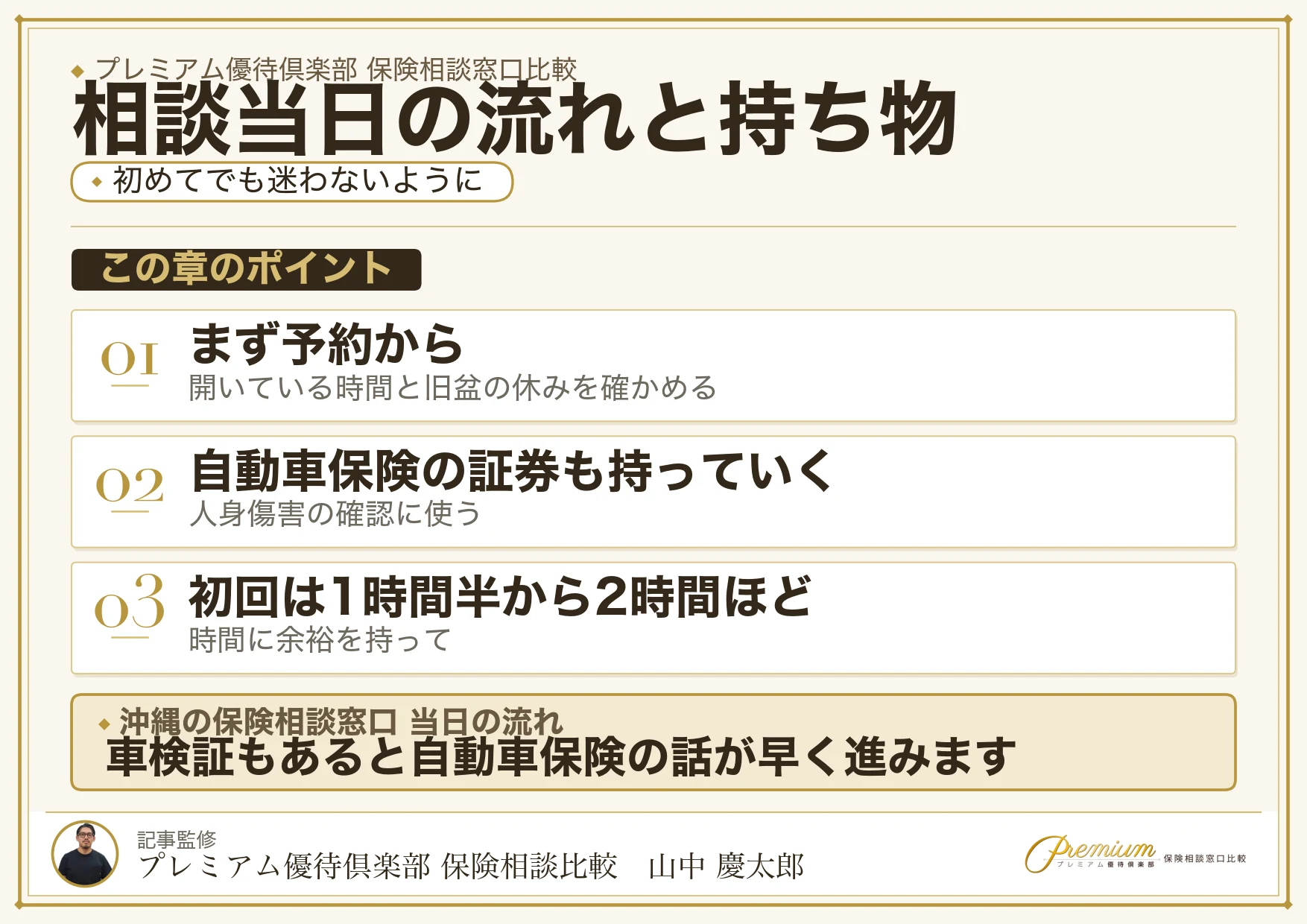 沖縄の保険相談窓口へ行く当日の流れと持ち物