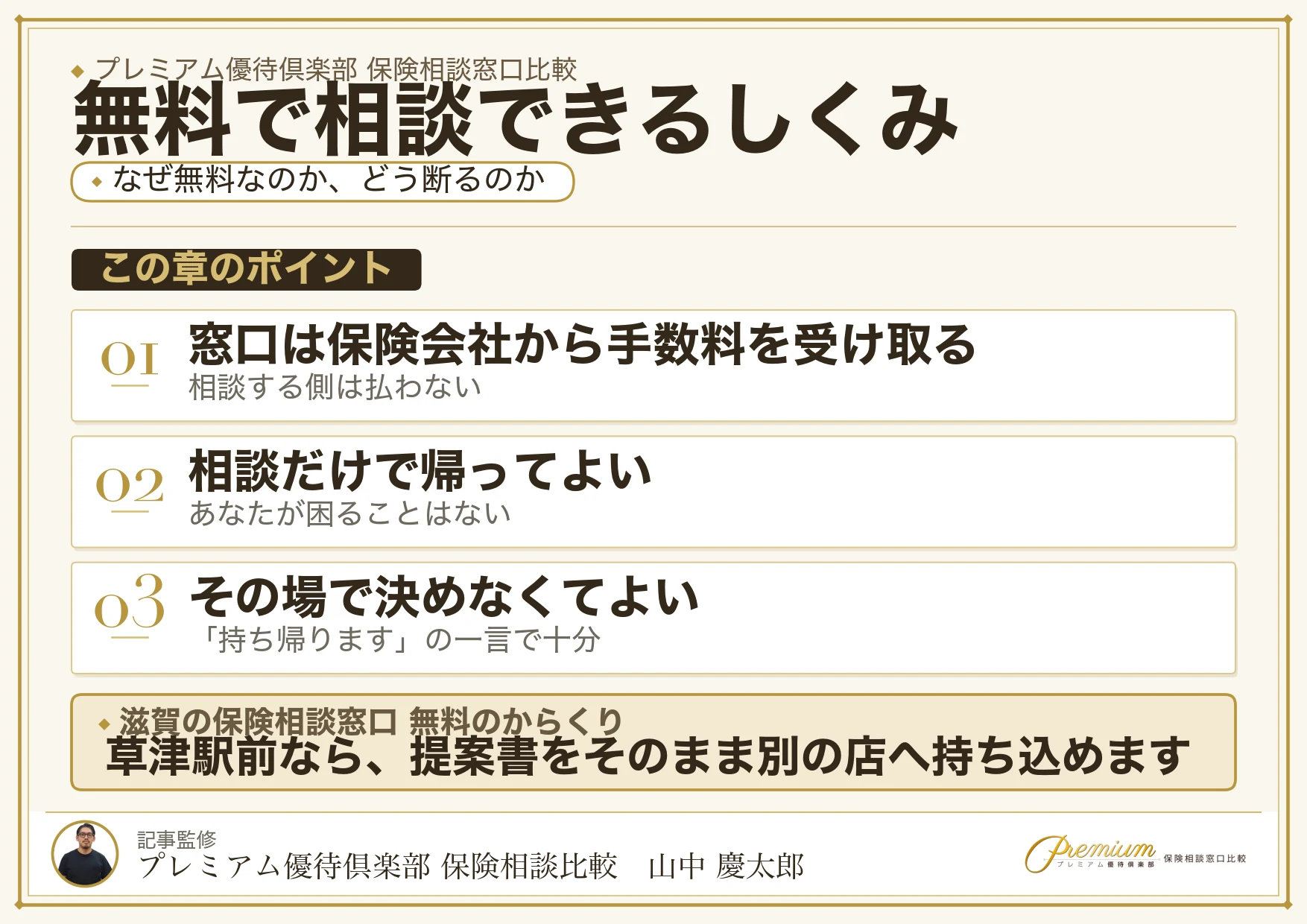 滋賀の保険相談窓口が無料で相談できる仕組みの図解