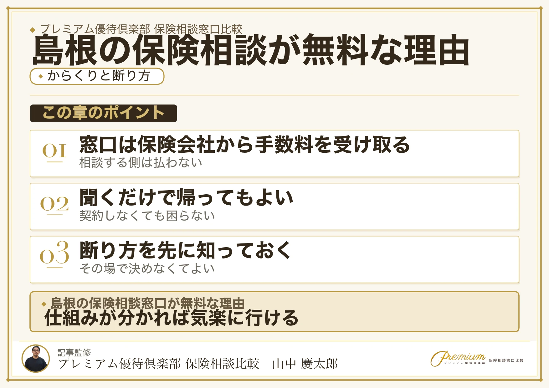 島根の保険相談窓口が無料で相談できる仕組みの図解