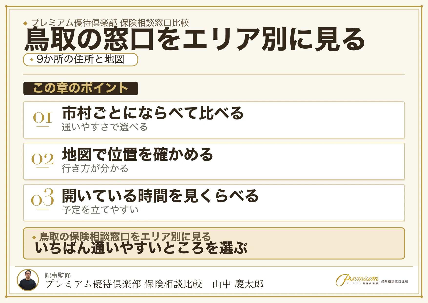 鳥取の保険相談窓口9か所のエリア別一覧