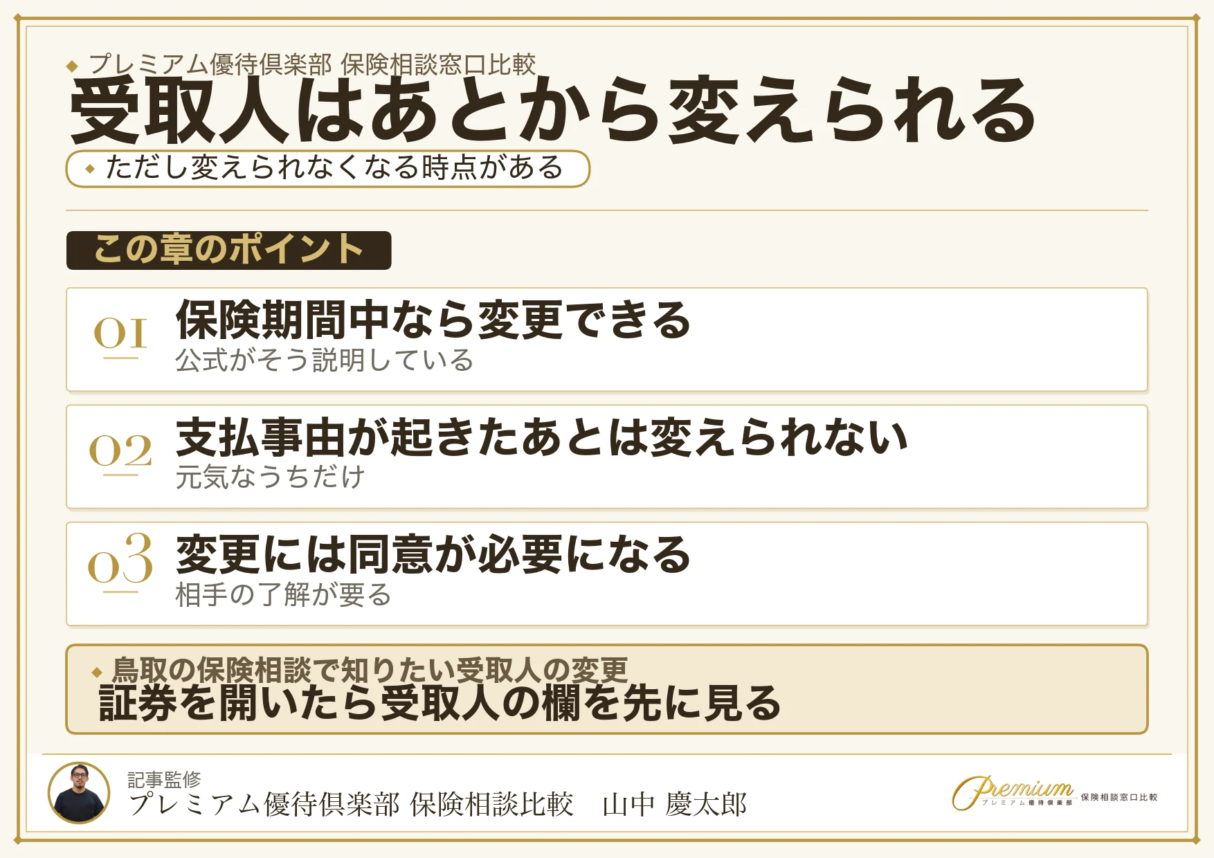 保険金受取人の変更ができる条件とできなくなる時点