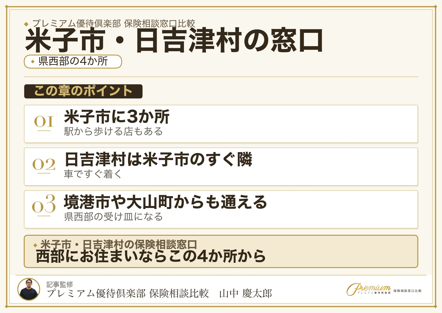 米子市と日吉津村の保険相談窓口4か所