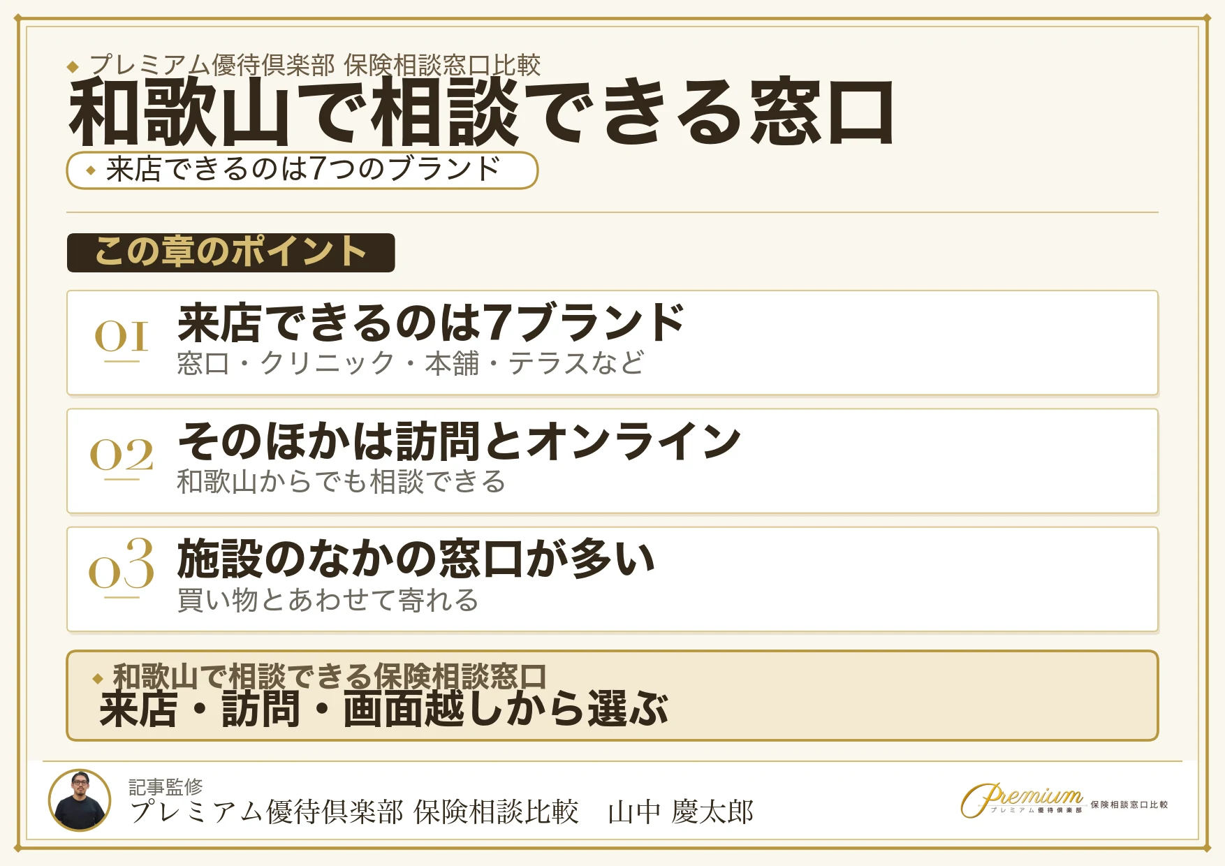和歌山で相談できる保険相談窓口12ブランドの比較図