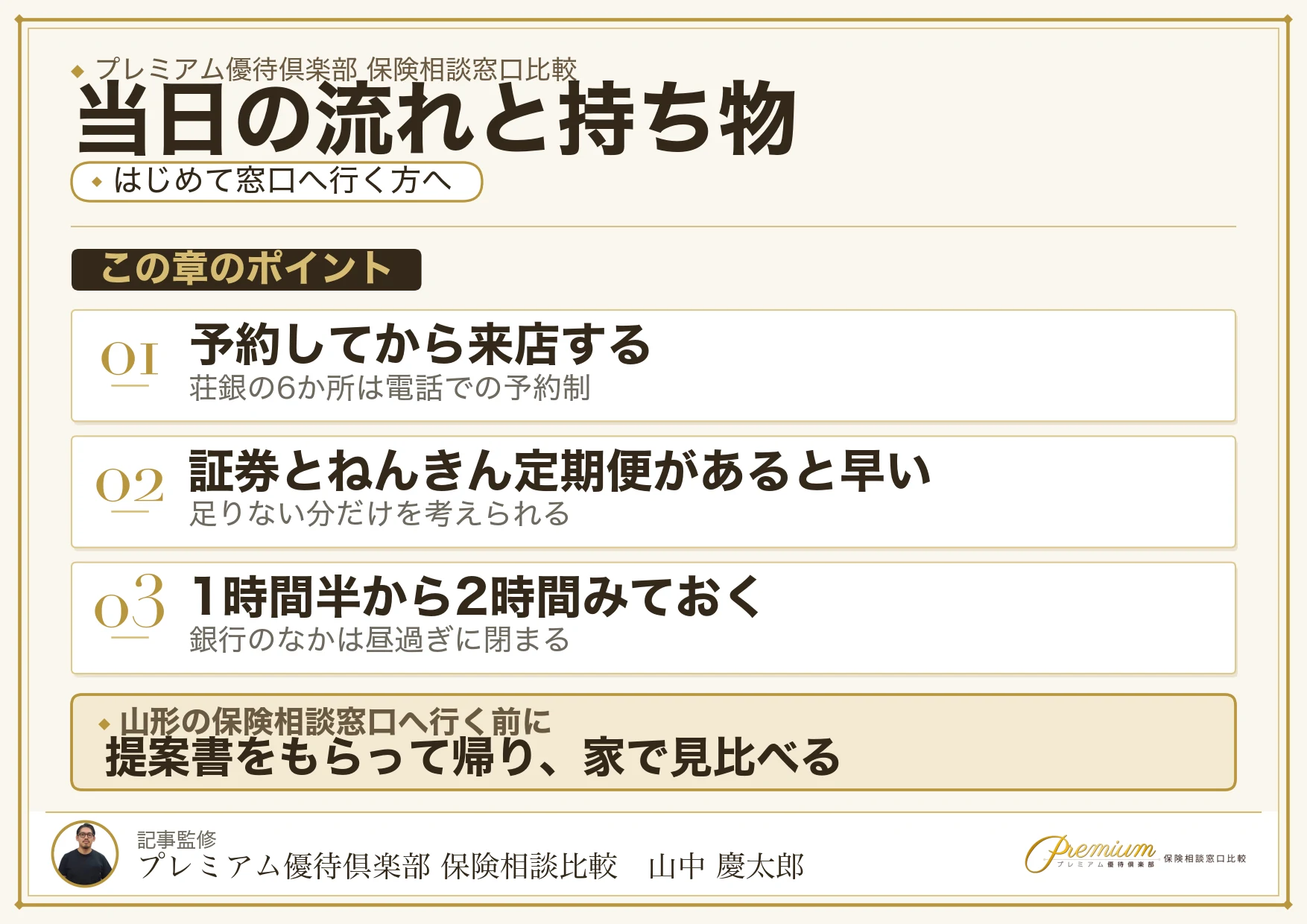 山形の保険相談窓口へ行く当日の流れと持ち物