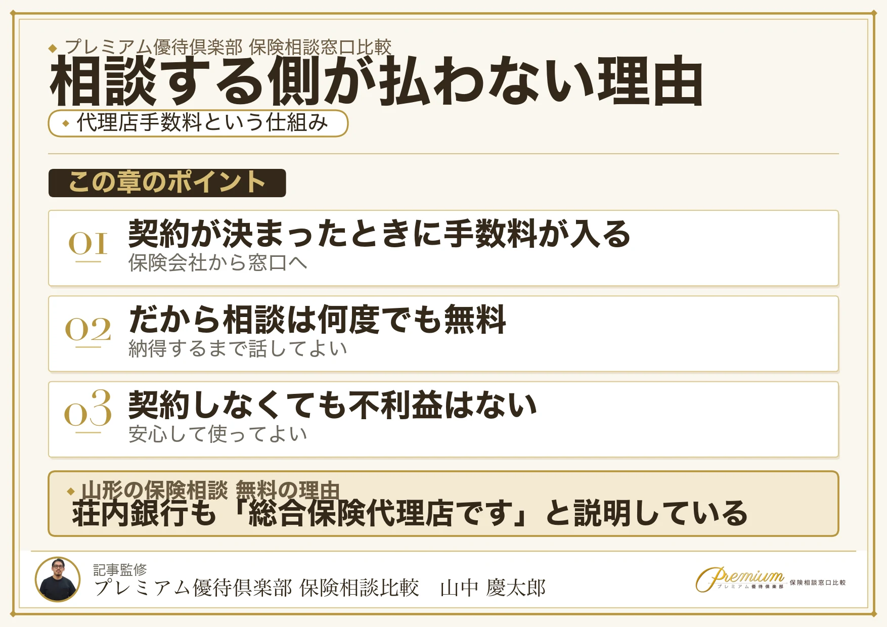 山形の保険相談窓口が無料になる代理店手数料の仕組み