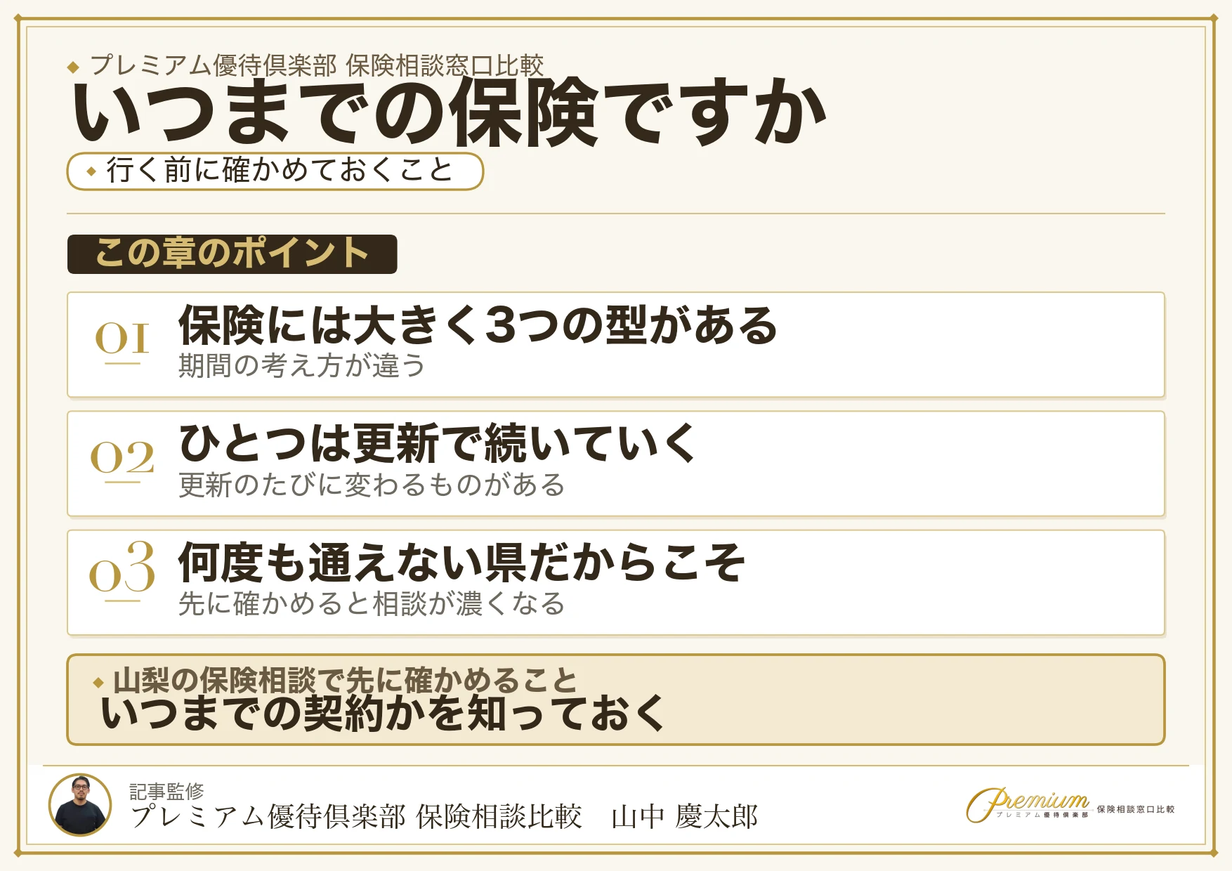 保険には期間の違う3つの型があることを示す図
