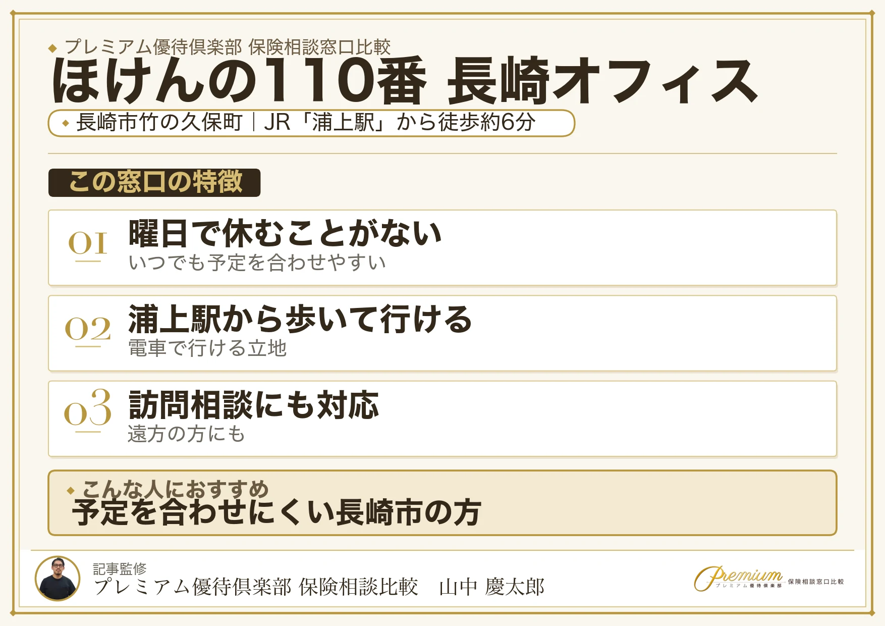 ほけんの110番 長崎オフィスの特徴まとめ