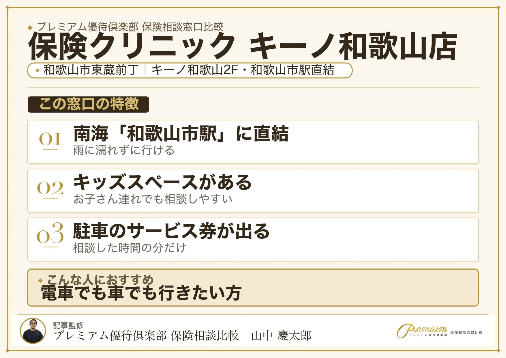 保険クリニック キーノ和歌山店の特徴まとめ