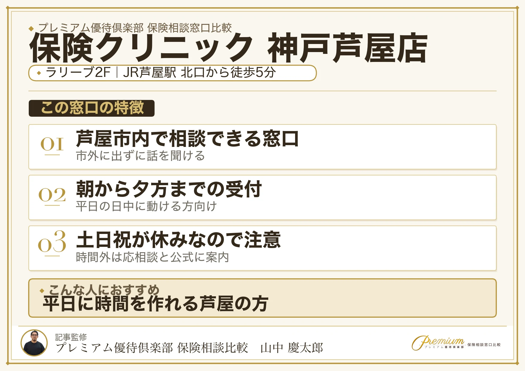 保険クリニック 神戸芦屋店の特徴まとめ