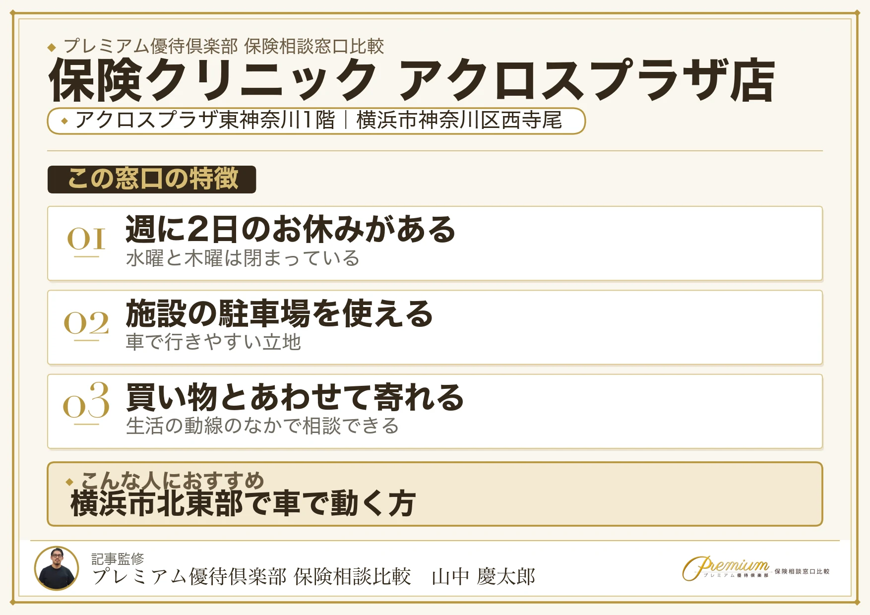 保険クリニック アクロスプラザ店の特徴まとめ