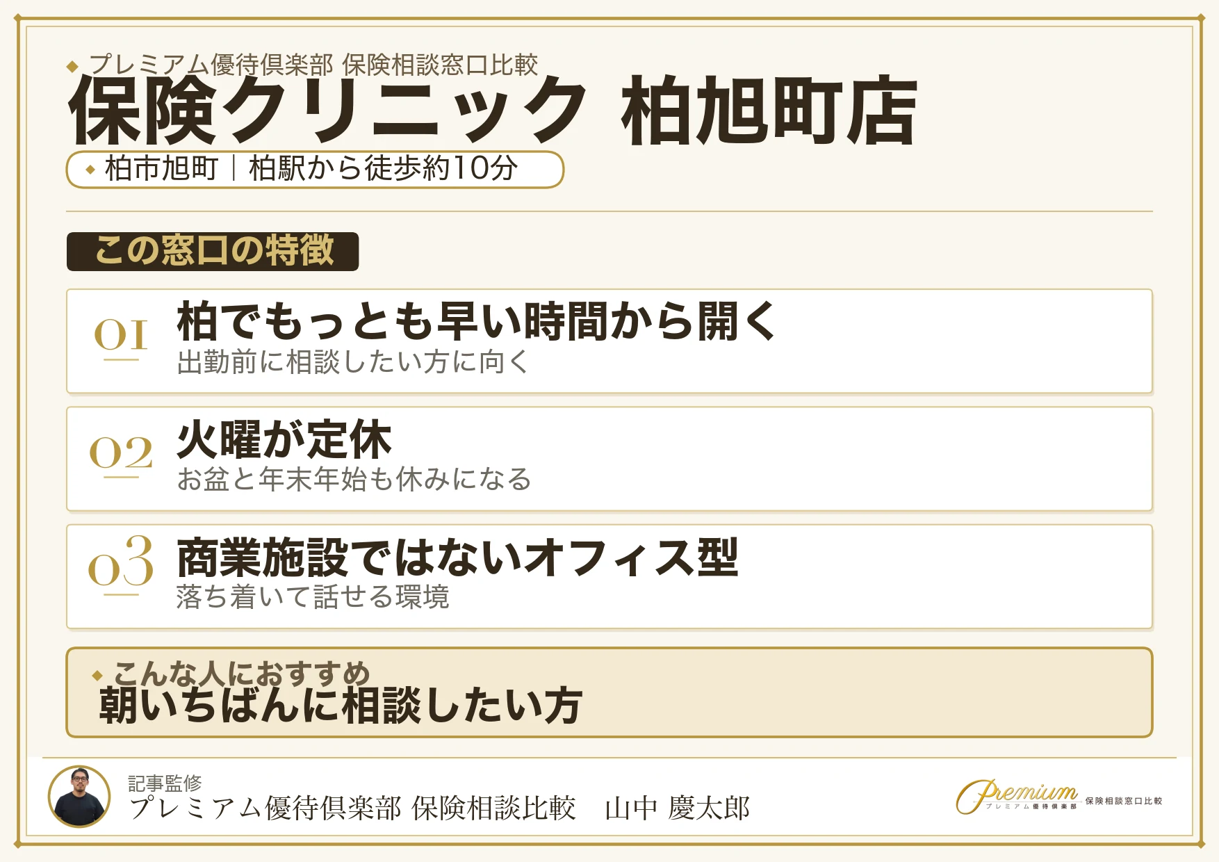 保険クリニック 柏旭町店の特徴まとめ